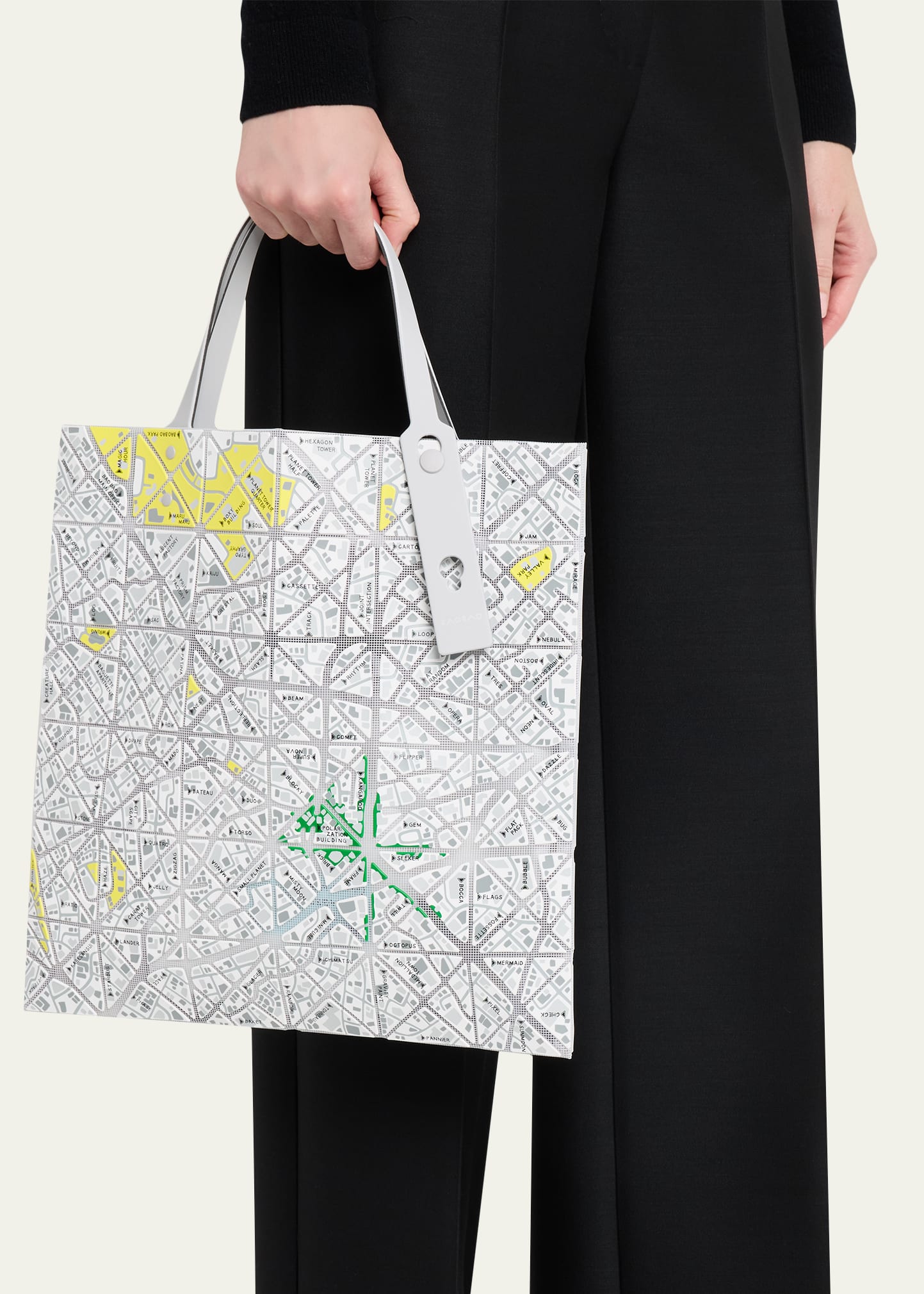 BAO BAO ISSEY MIYAKE Geometric Printed Map Tote Bag - Bergdorf Goodman