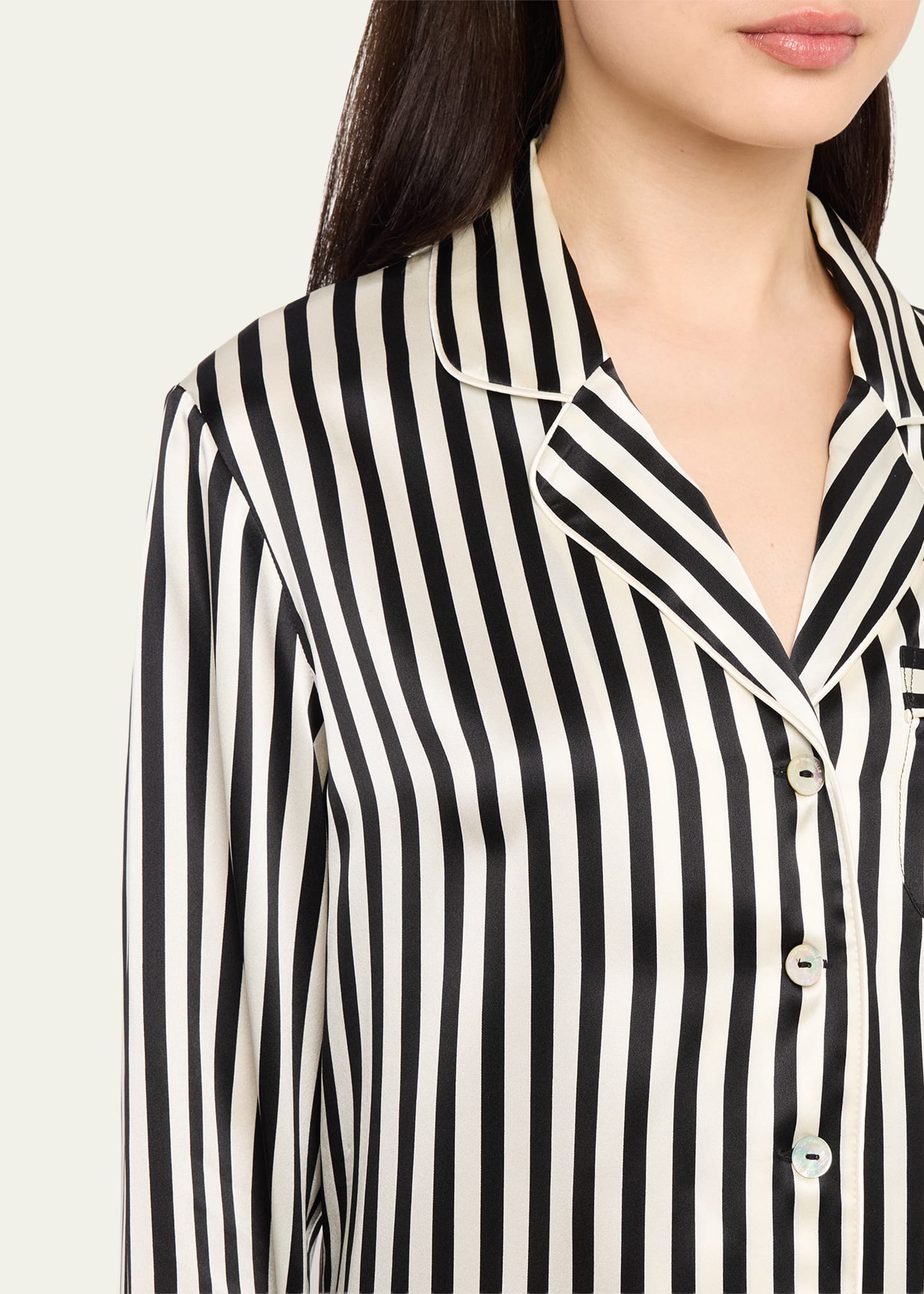 Olivia von Halle Lila Nika Striped Silk Satin Pajama Set