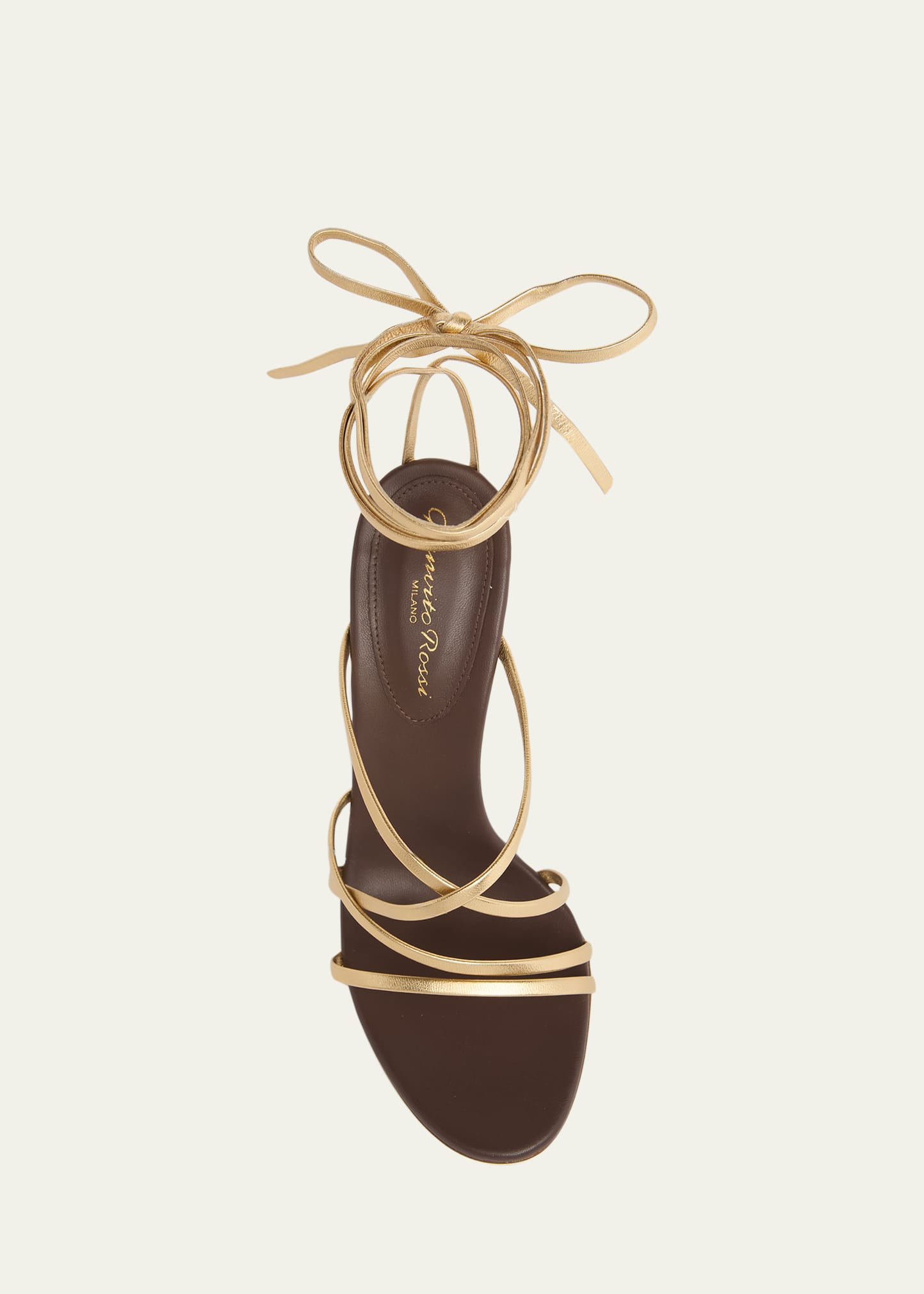 Gianvito Rossi 105mm Metallic Leather Ankle-Tie Sandals - Bergdorf