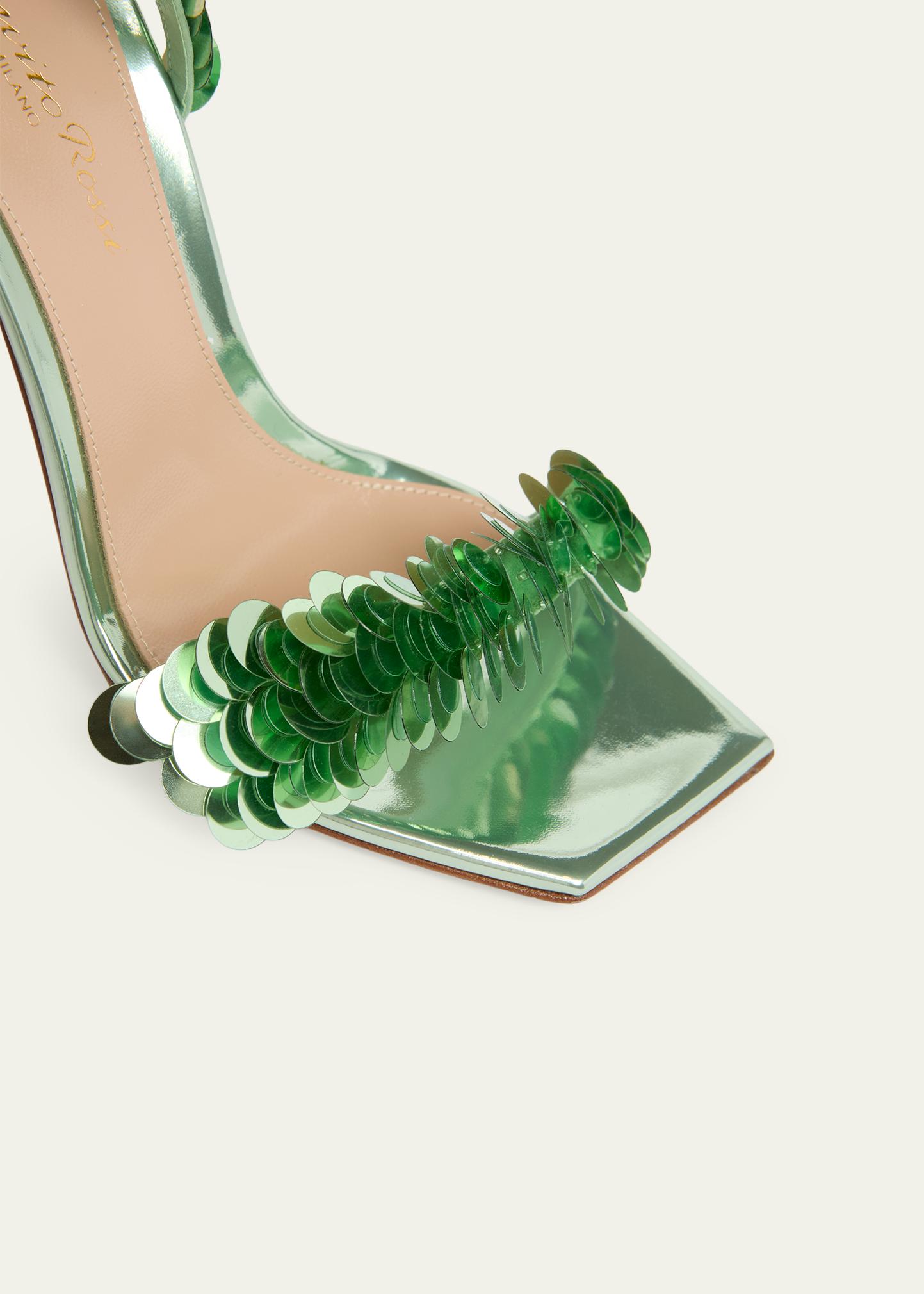 Gianvito Rossi 95mm Sequined Metallic Leather Sandals - Bergdorf