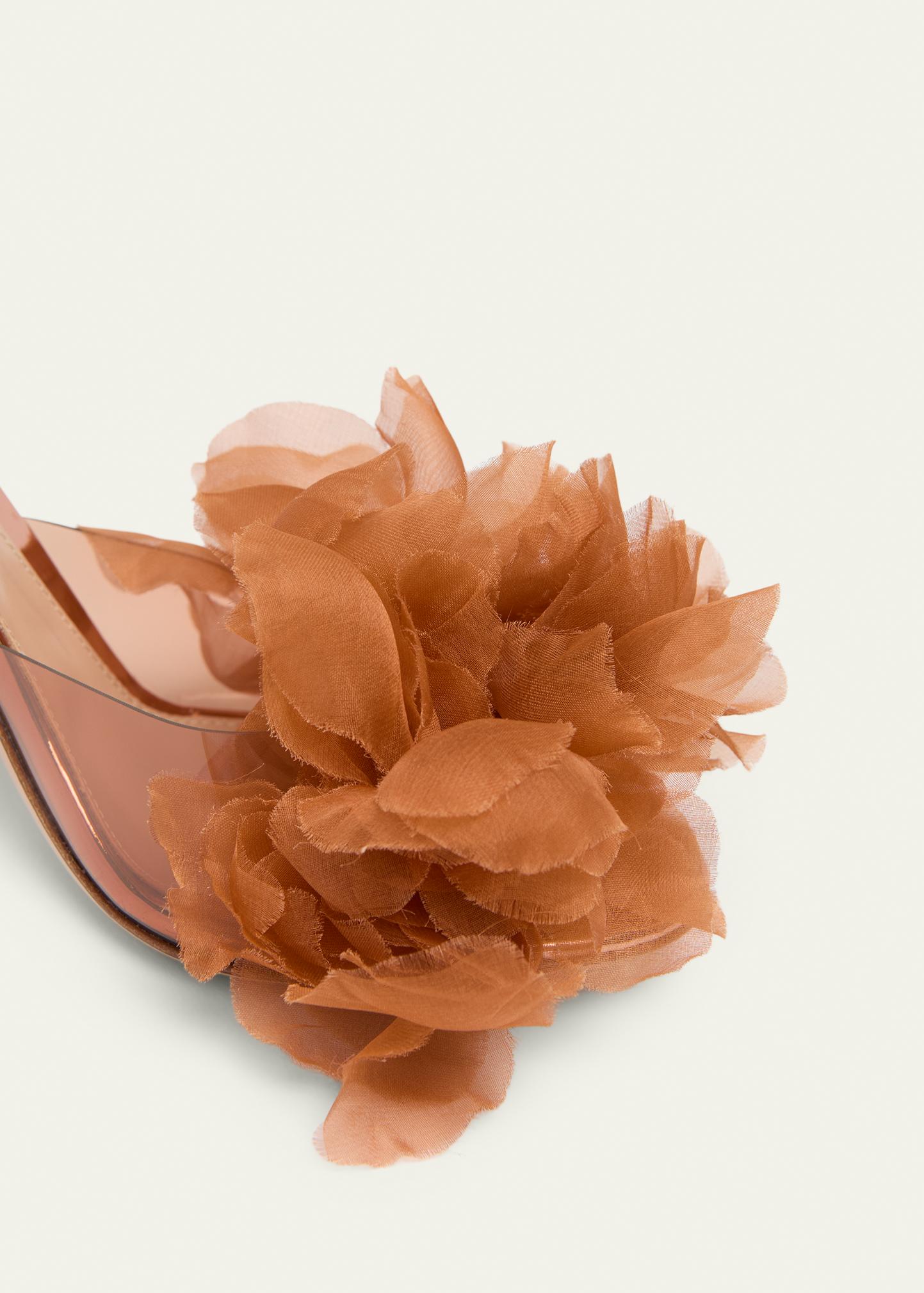 Gianvito Rossi 95mm Flower Plexi Mule Sandals - Bergdorf Goodman