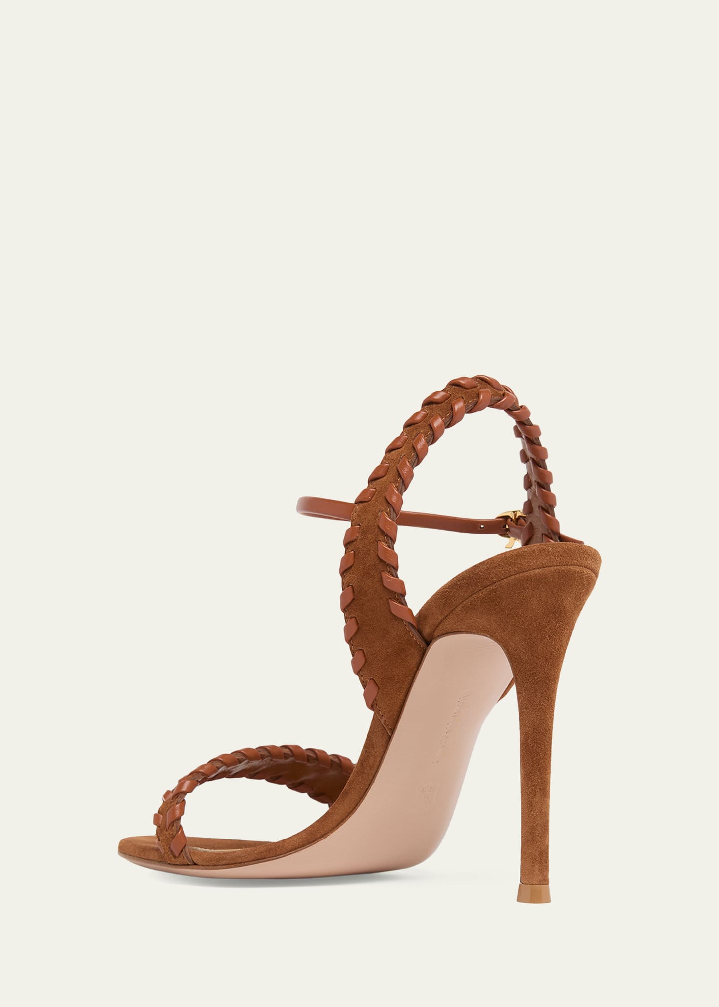 Gianvito Rossi 105mm Whipstitch Suede Ankle-Strap Sandals