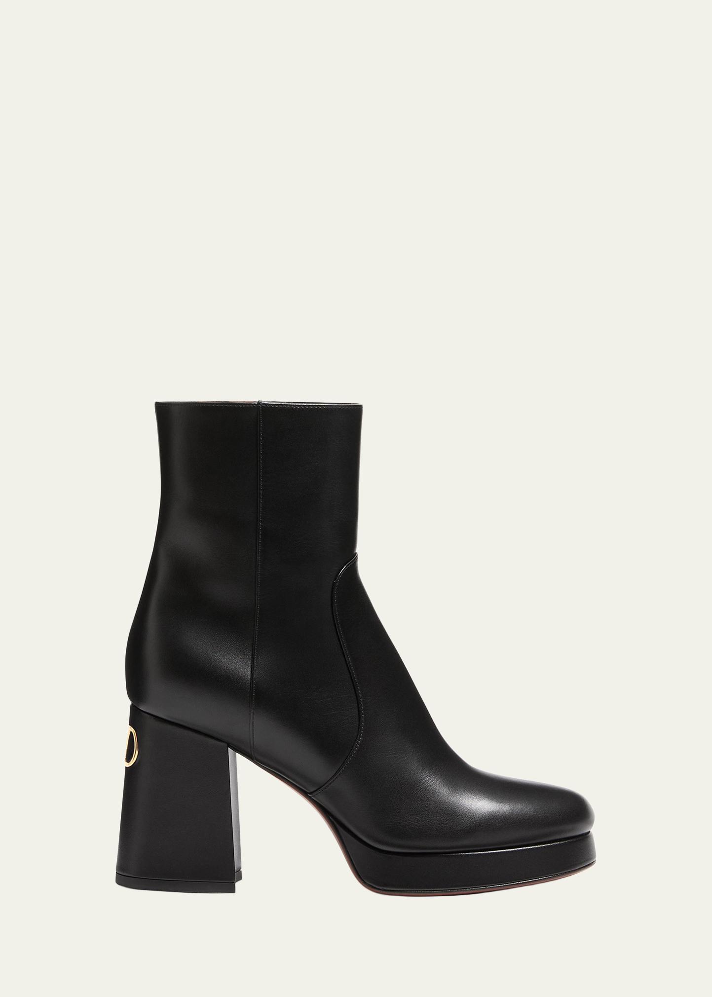 Valentino Garavani 90mm Fawcette Platform Leather Ankle Boots