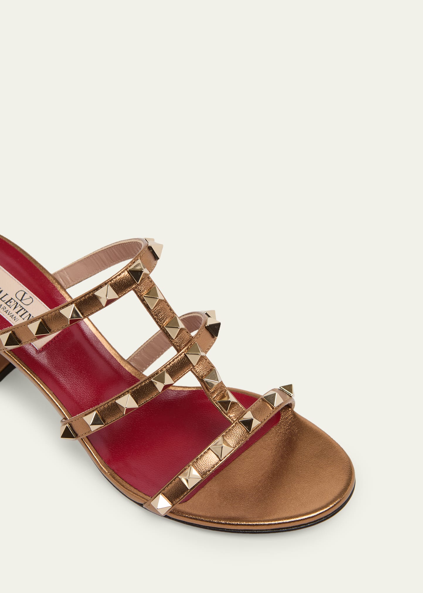 Valentino Garavani 60mm Rockstud Laminated Nappa Leather Slide