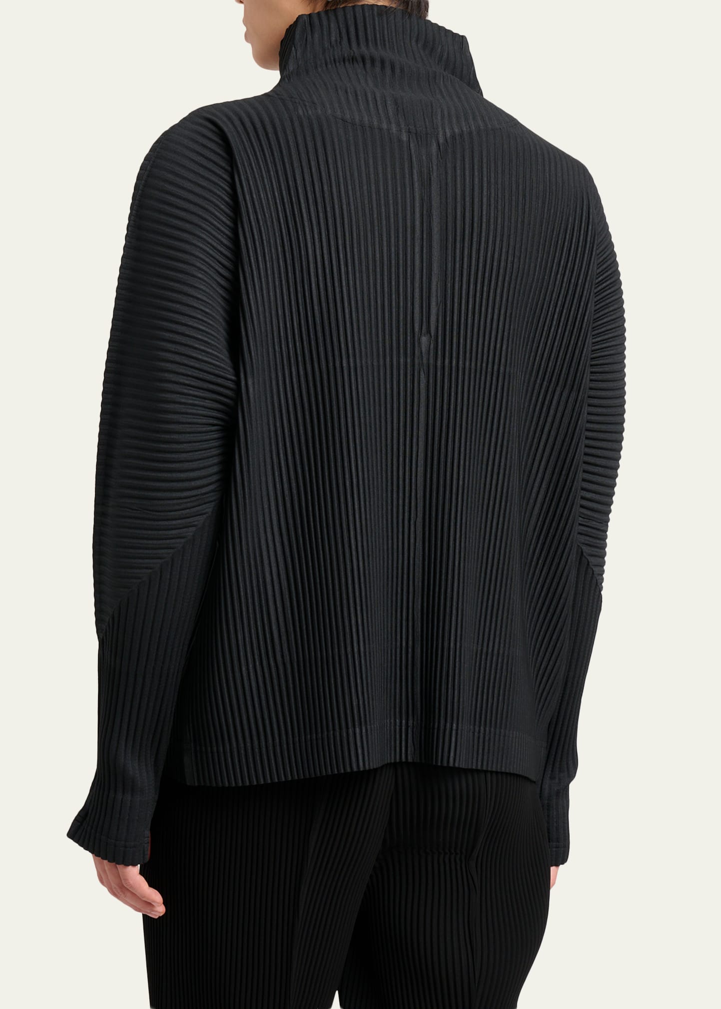 Homme Plisse Issey Miyake Men's Pleated Quarter-Zip Sweater