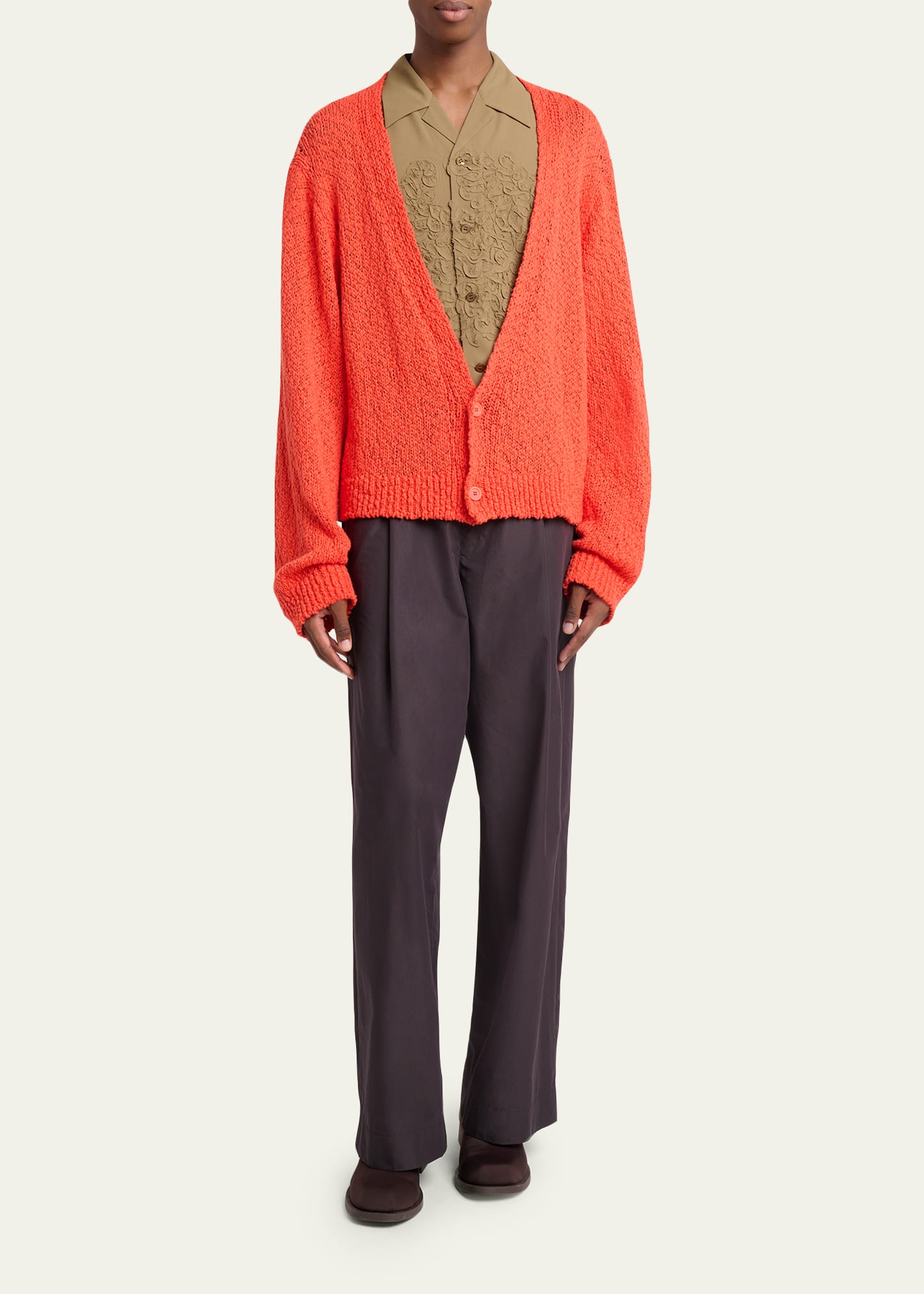 Homme Plisse Issey Miyake Men's Cotton Knit Oversized Cardigan