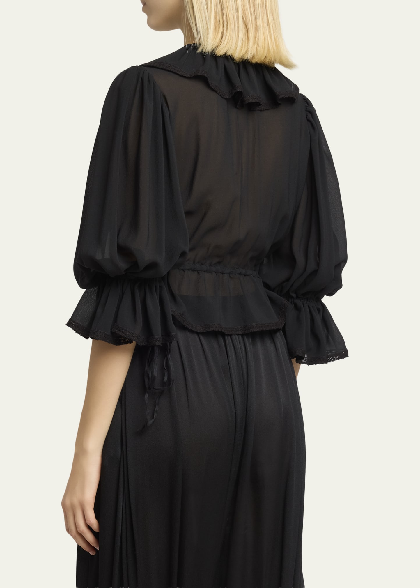 Chloe Tie Ruffle Silk Crop Top - Bergdorf Goodman