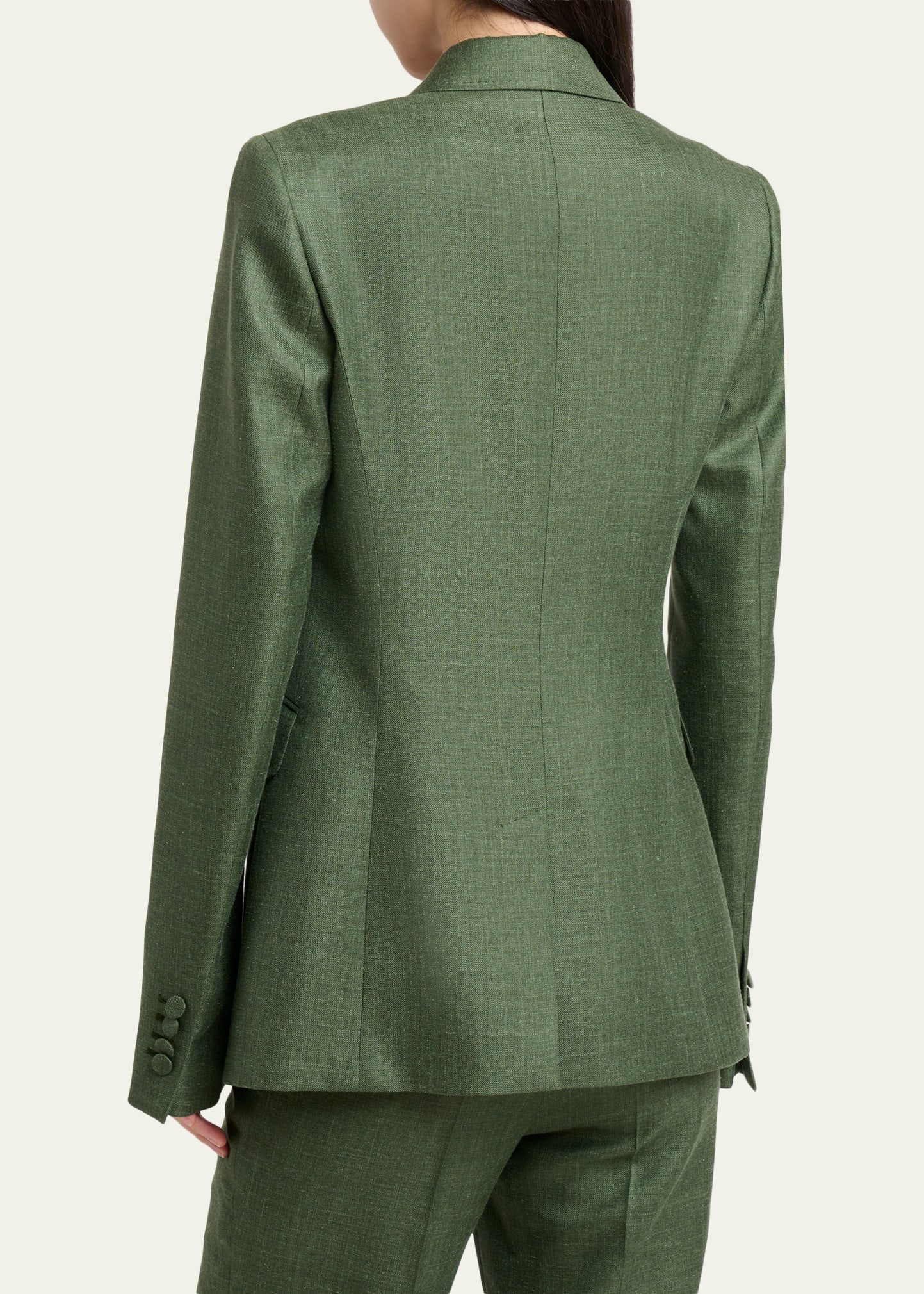 Gabriela Hearst Angela Double-Breasted Wool-Linen Blazer Jacket