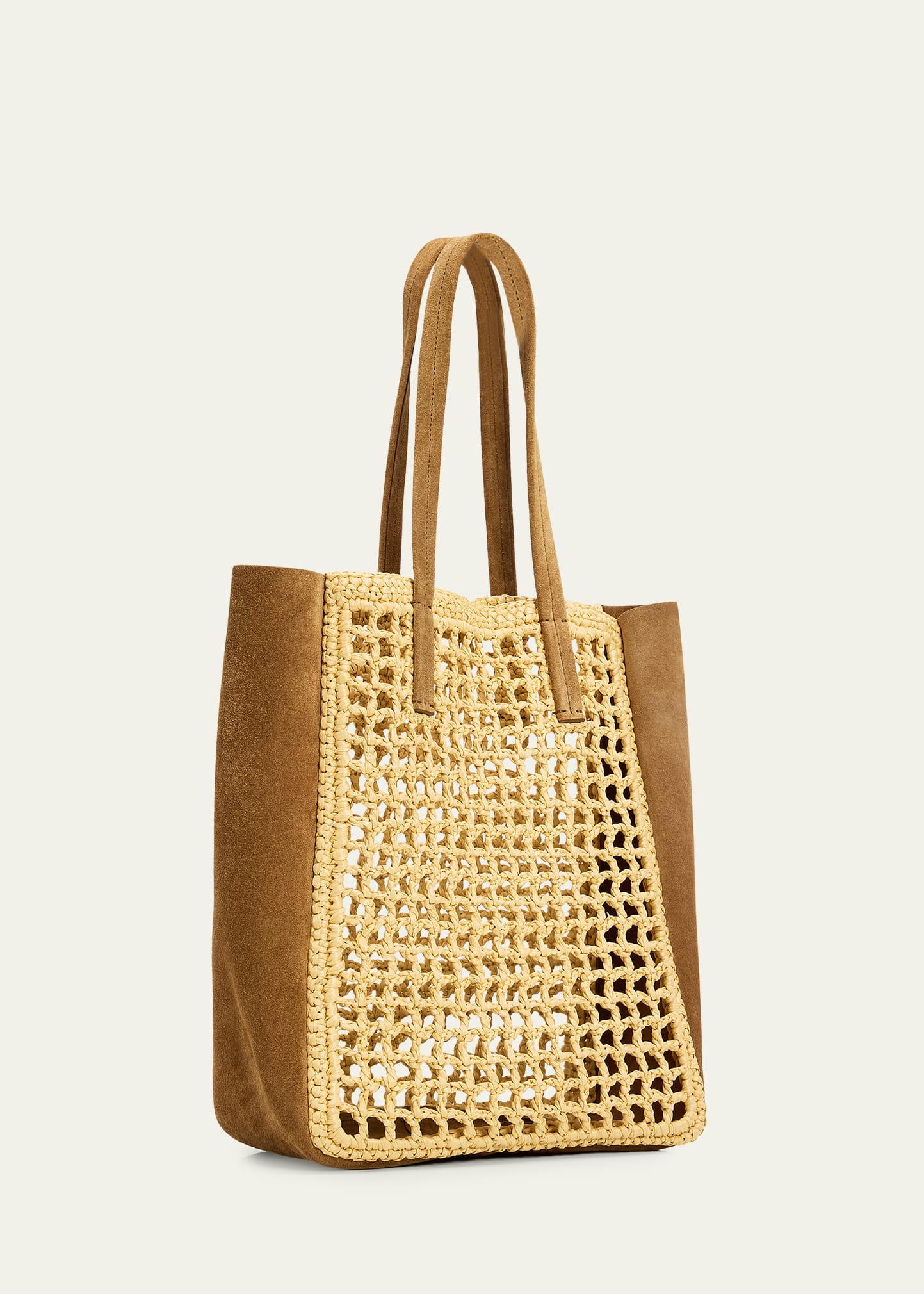 Khaite Zoe Woven Viscose Raffia and Suede Tote Bag - Bergdorf Goodman