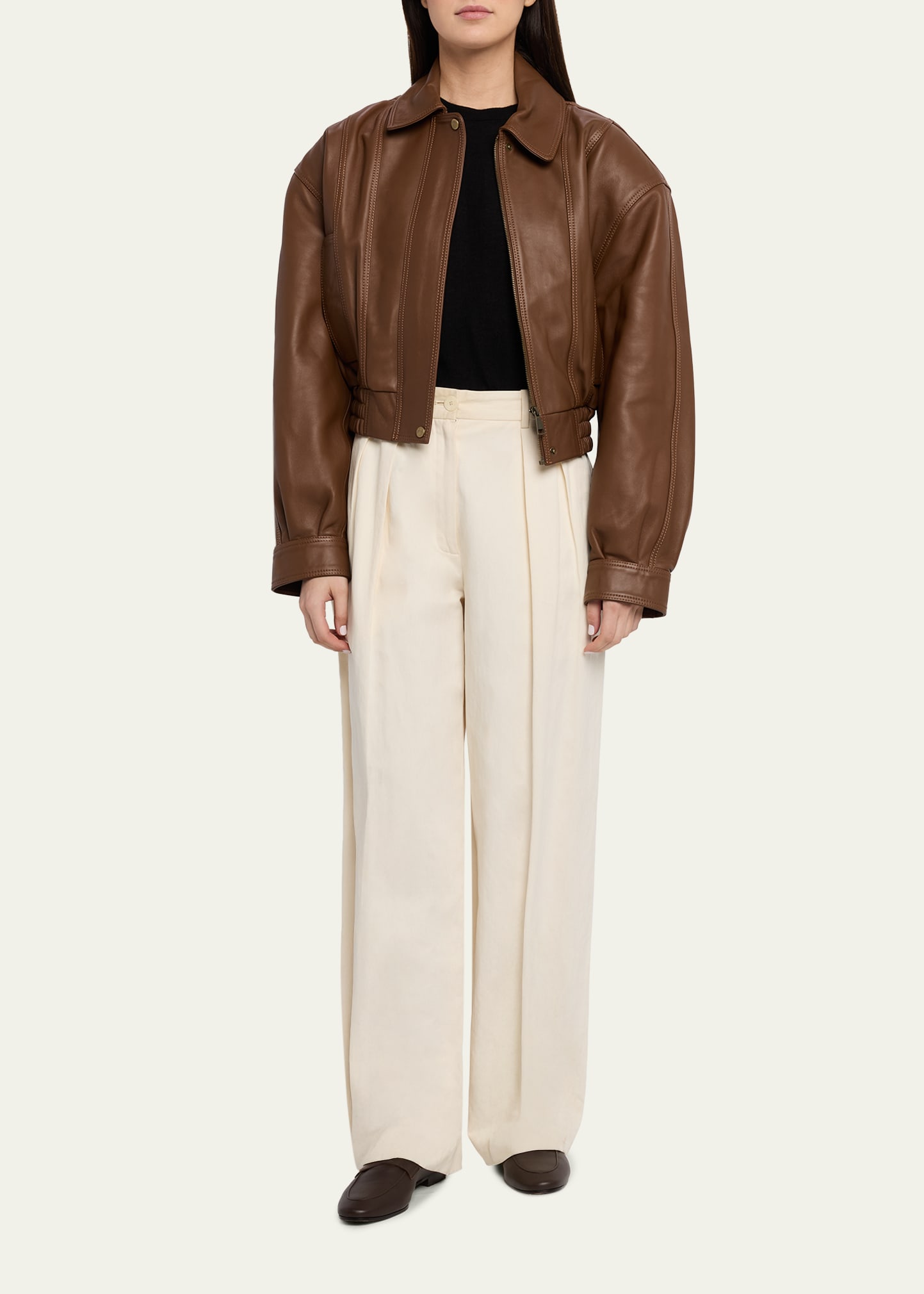 Ronny Kobo Samson Cropped Leather Jacket - Bergdorf Goodman