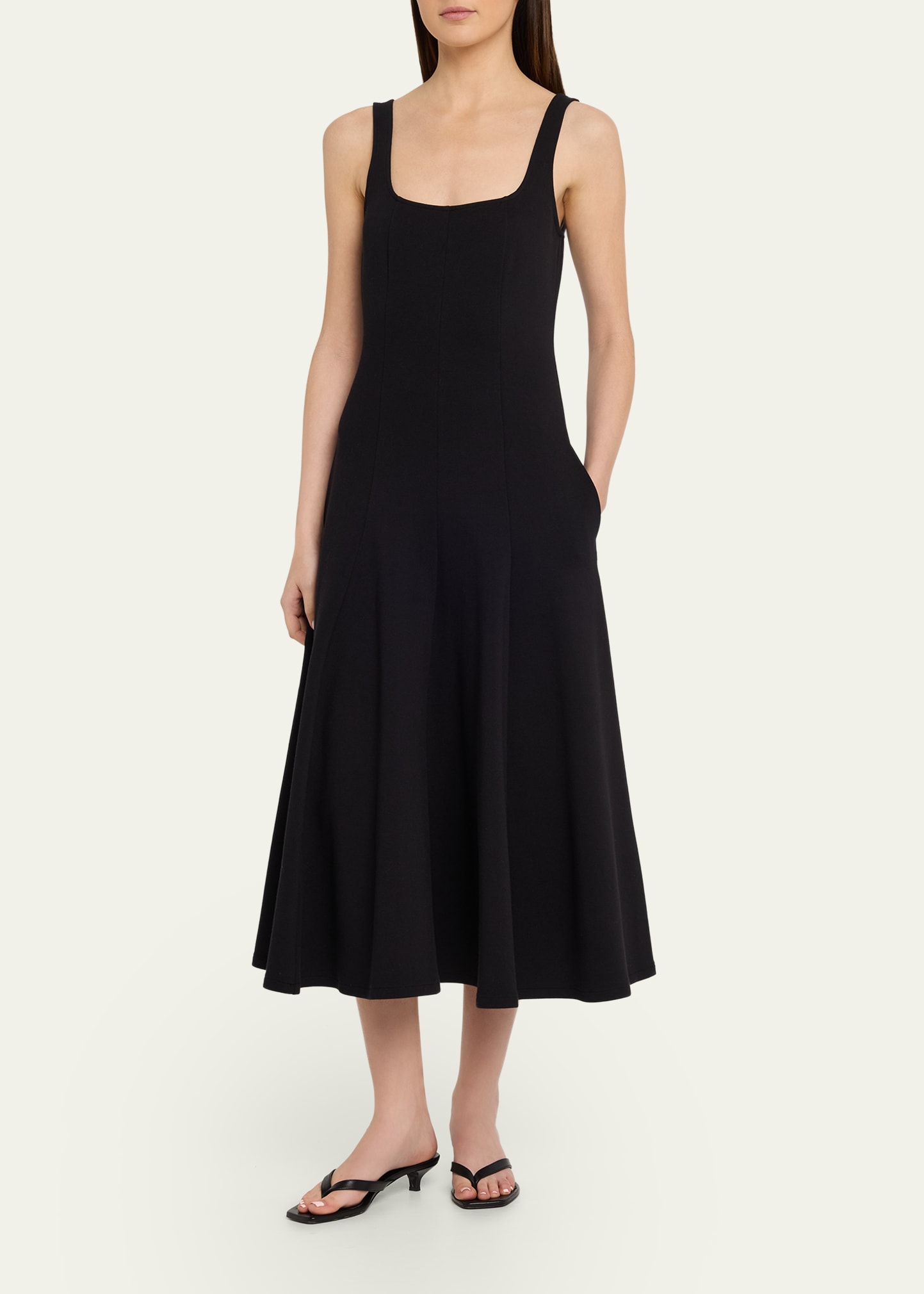 Vince Seamed Square-Neck Knit Midi Dress - Bergdorf Goodman
