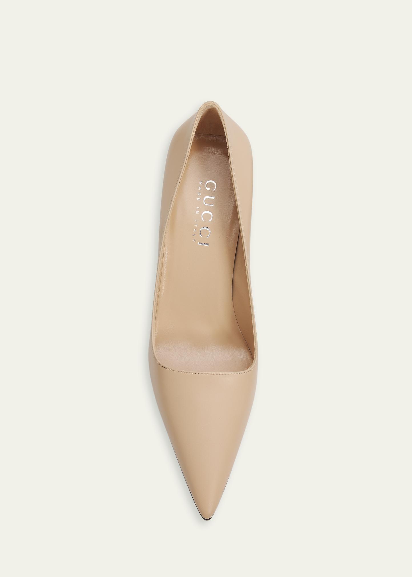 Gucci 85mm Trinity Leather Pointed-Toe Pumps - Bergdorf Goodman