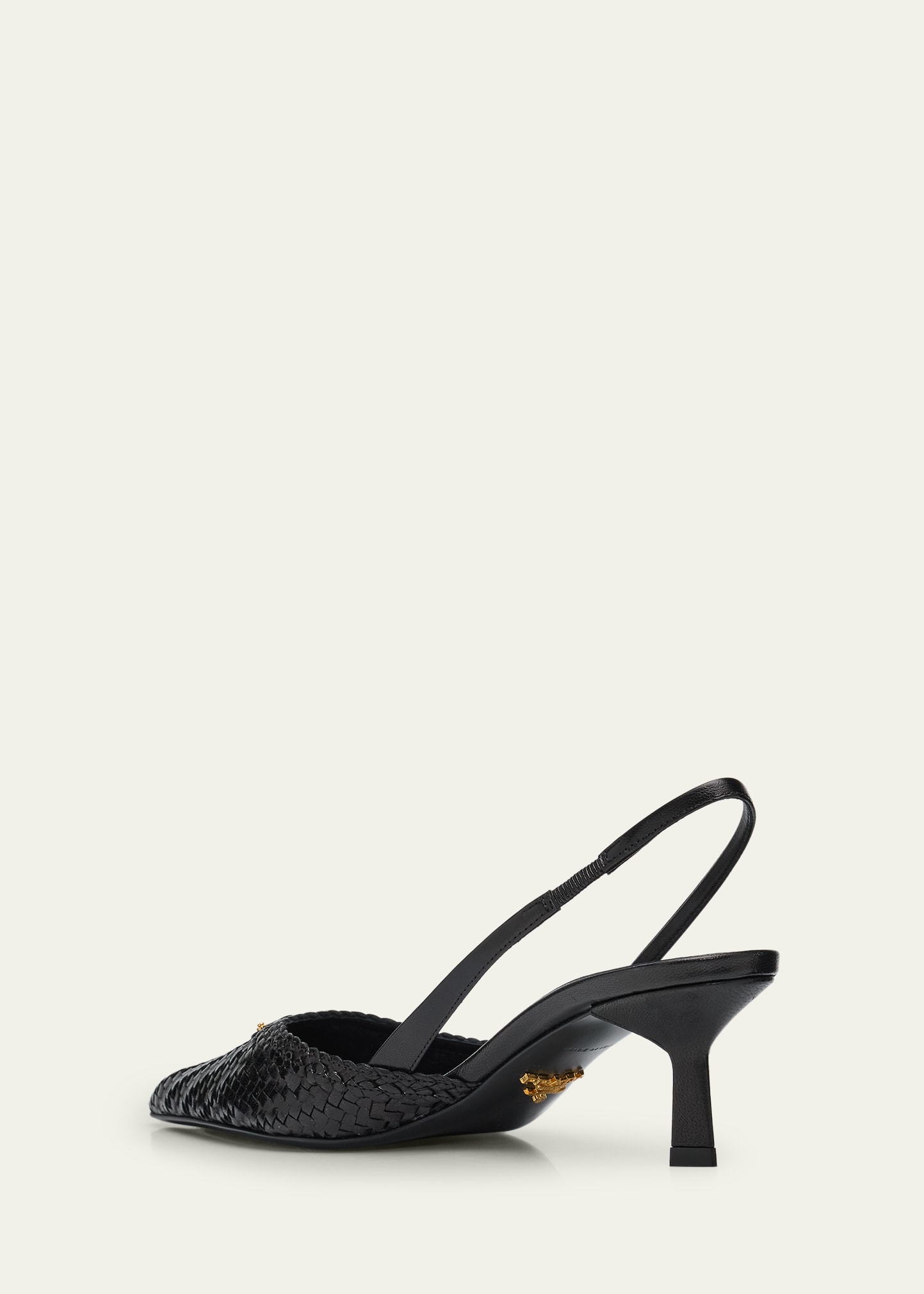 Prada 55mm Triangle Logo Woven Leather Slingback Pumps - Bergdorf