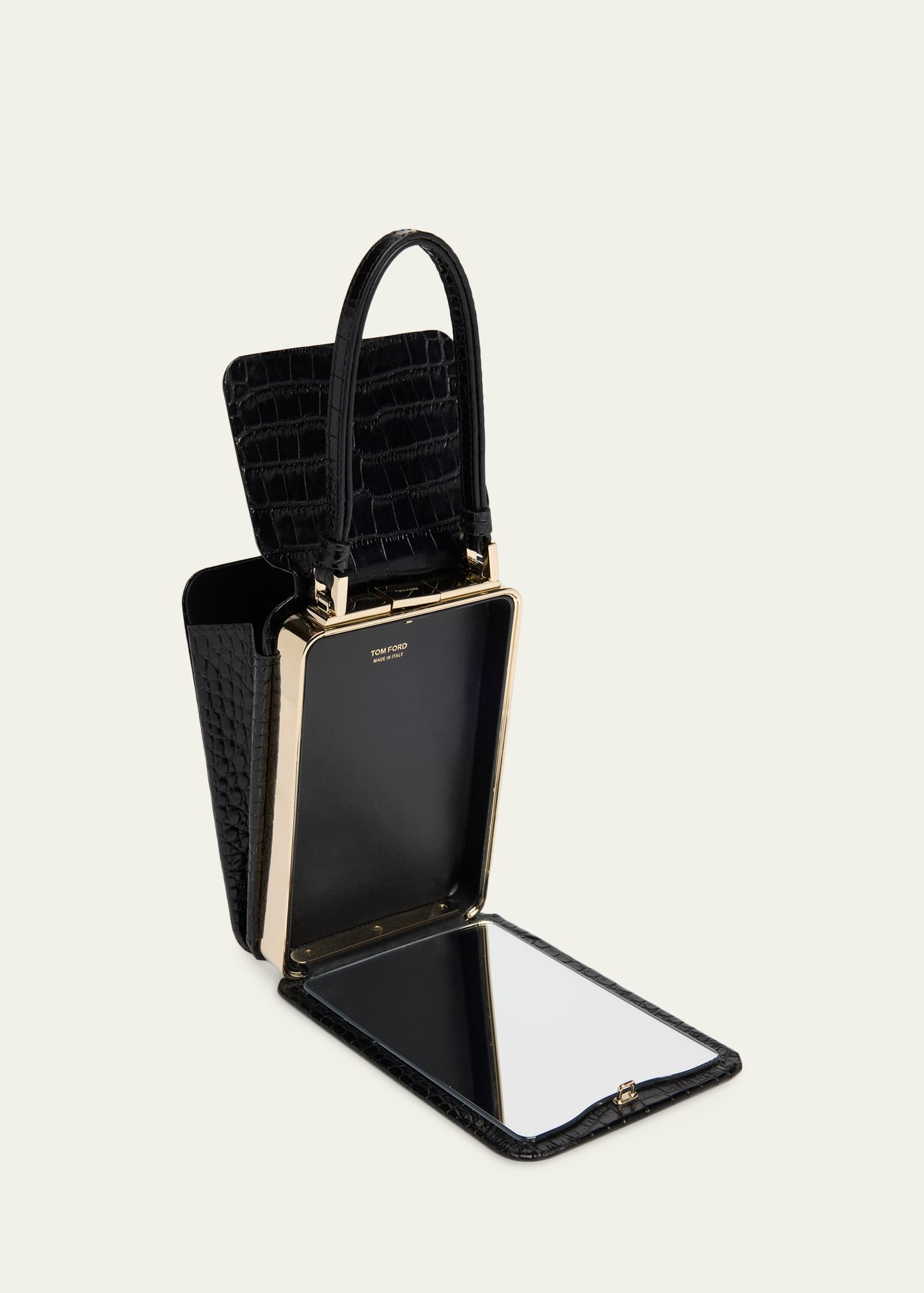 TOM FORD Frame Croc-Embossed Leather Vertical Clutch - Bergdorf