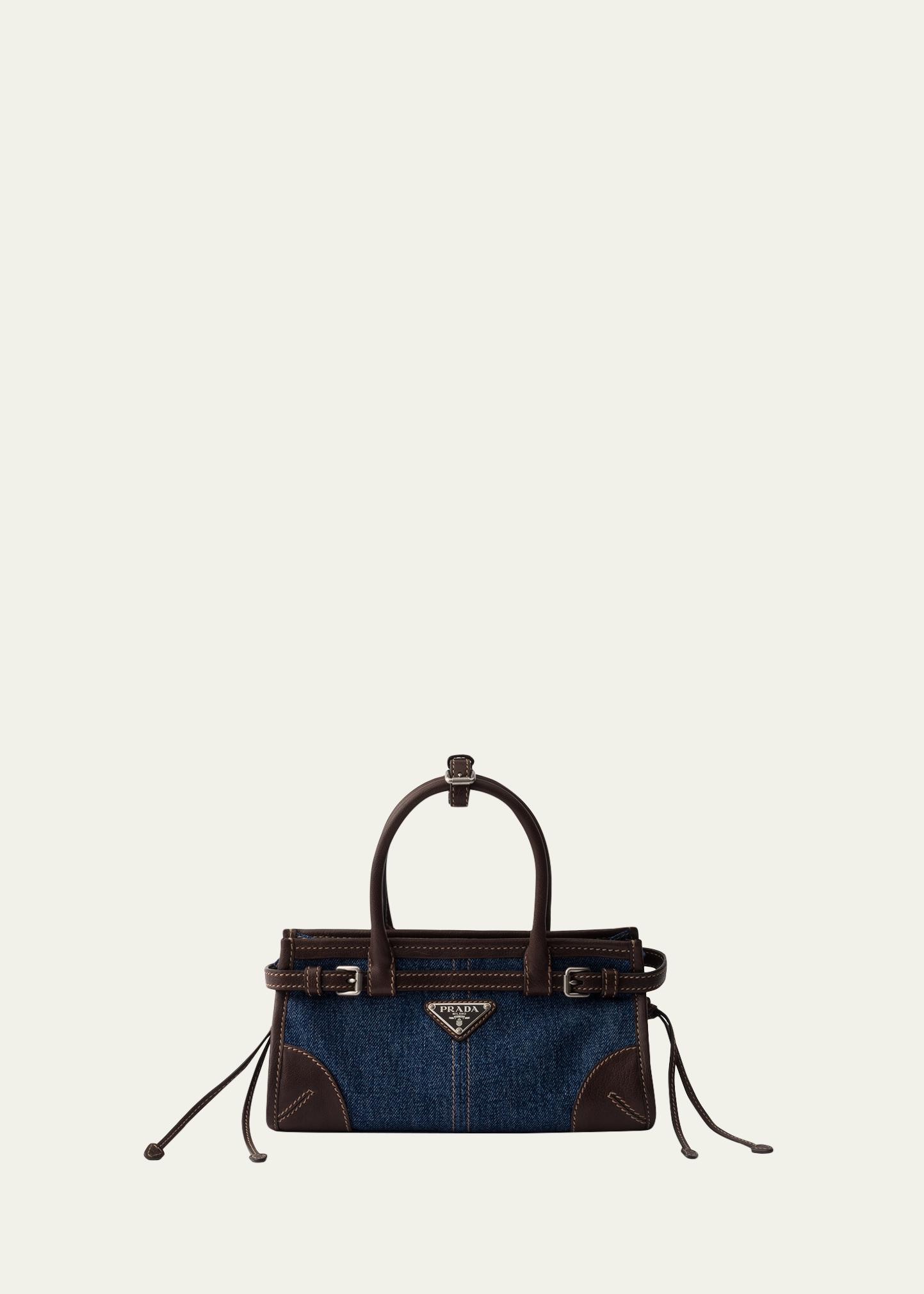 Prada Bonnie Denim & Leather Top-Handle Bag - Bergdorf Goodman