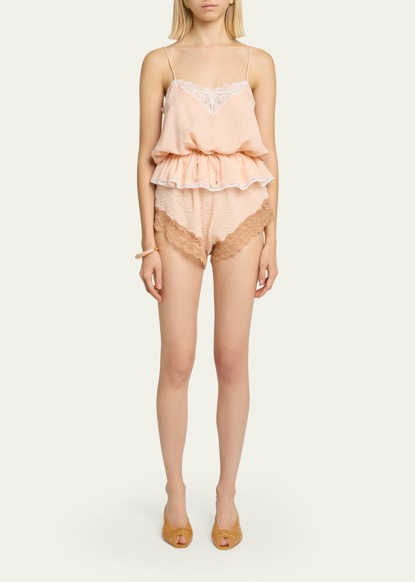 Chloé Lace-Trim Floral Silk Jacquard Pull-On Shorts - Bergdorf Goodman