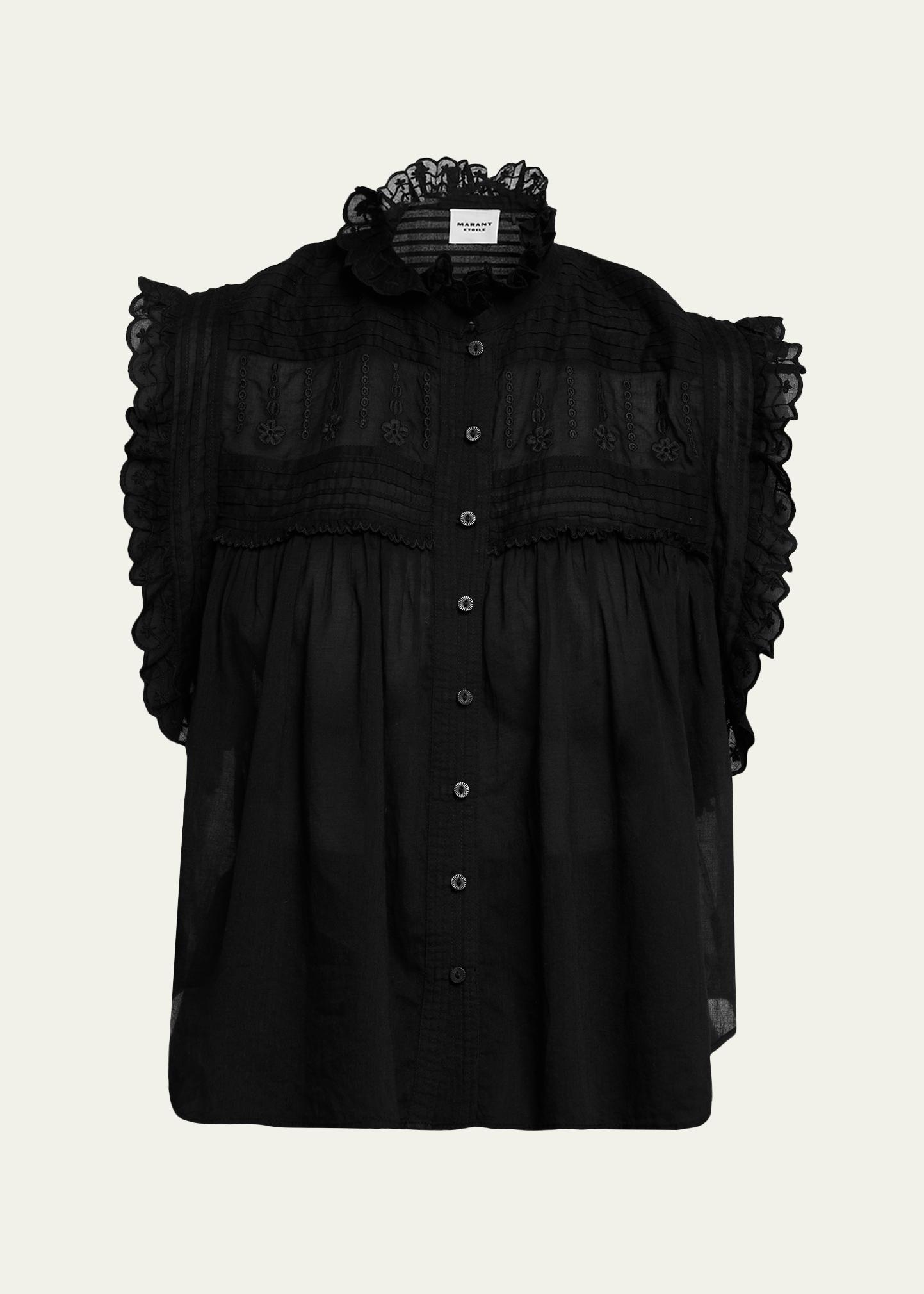 Etoile Isabel Marant Dersia Embroidered Voile Top - Bergdorf Goodman