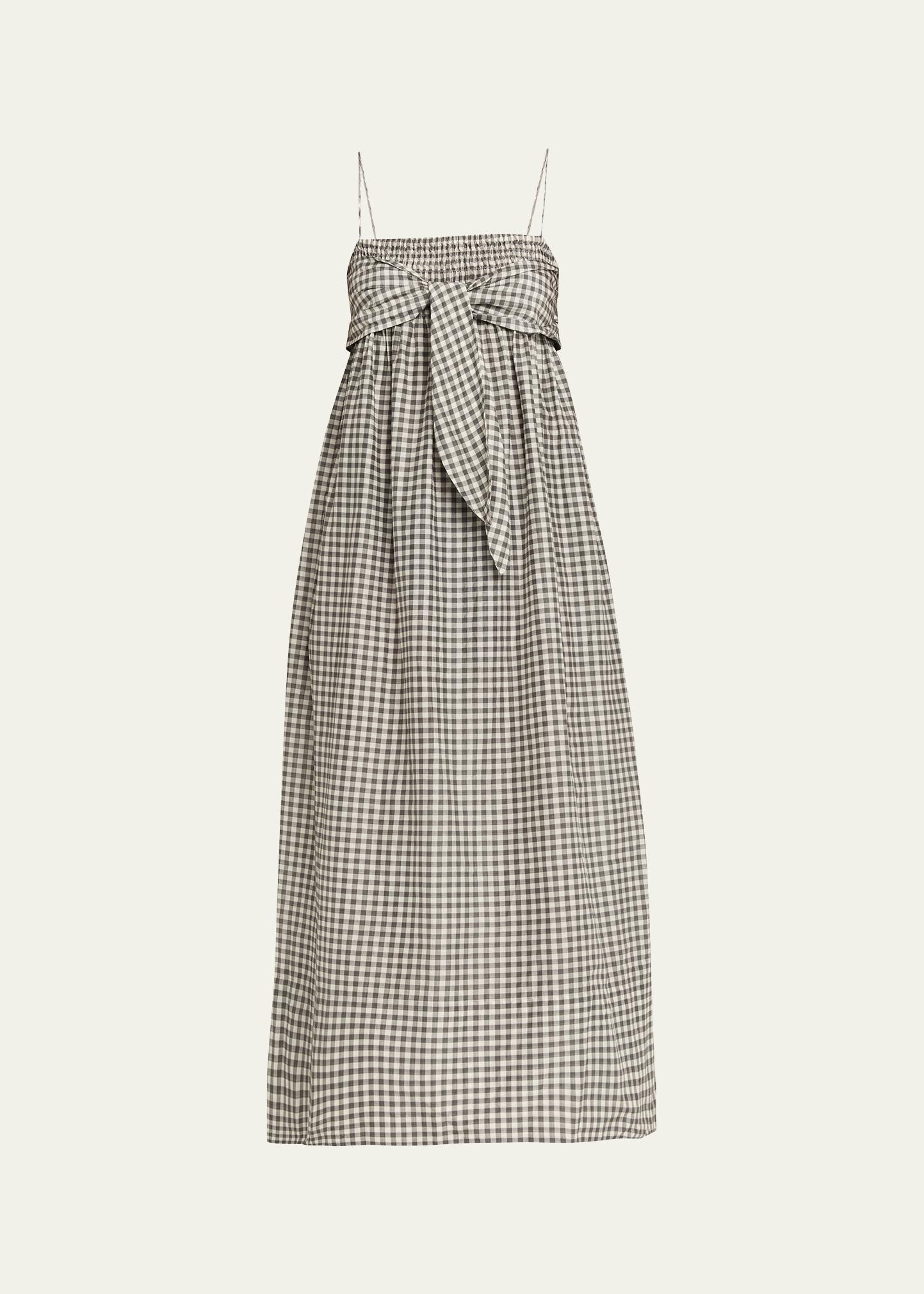 Vince Tie-Front Gingham Midi Dress - Bergdorf Goodman