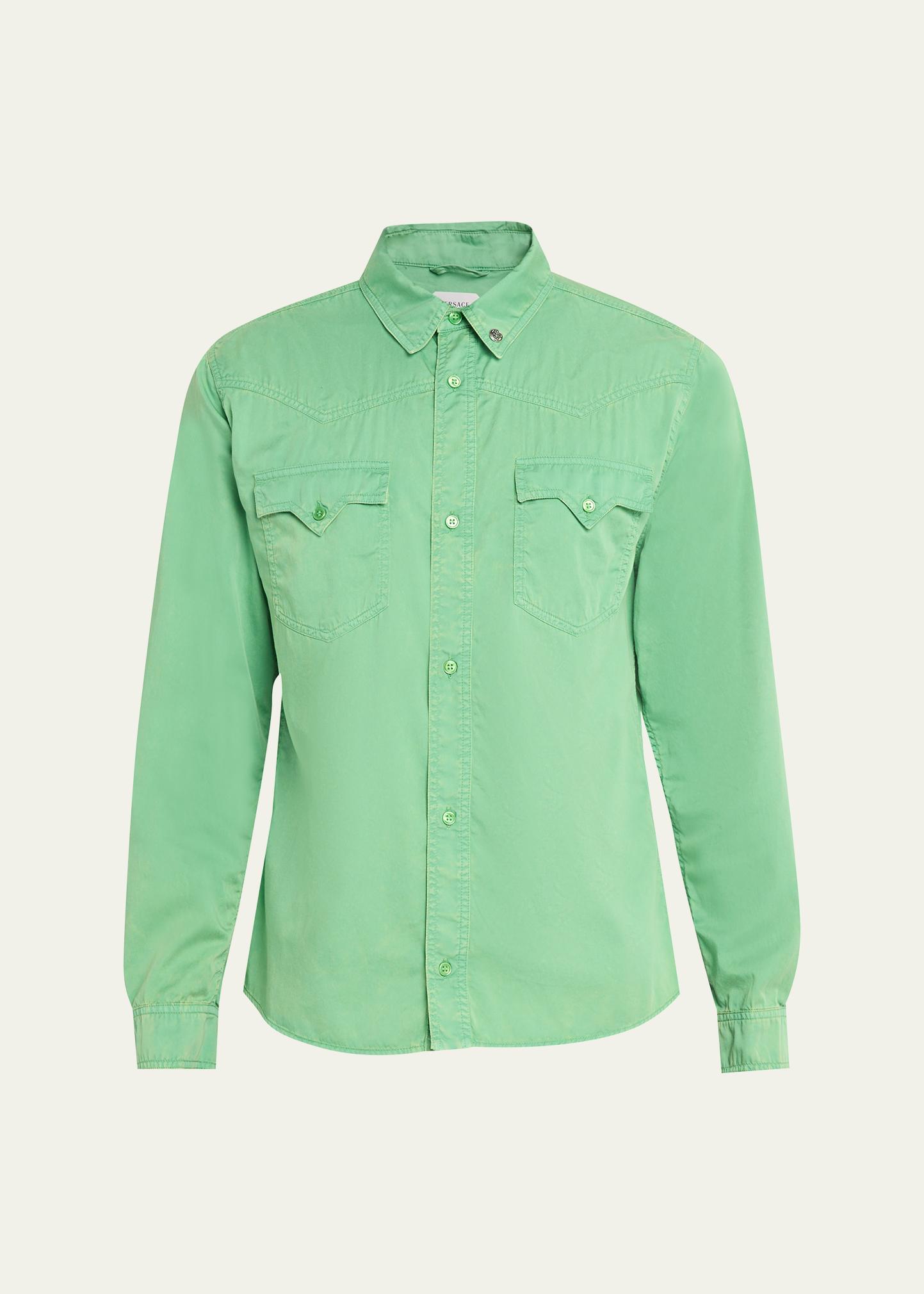 Versace Men's Medusa-Coin Cotton Western Shirt - Bergdorf Goodman