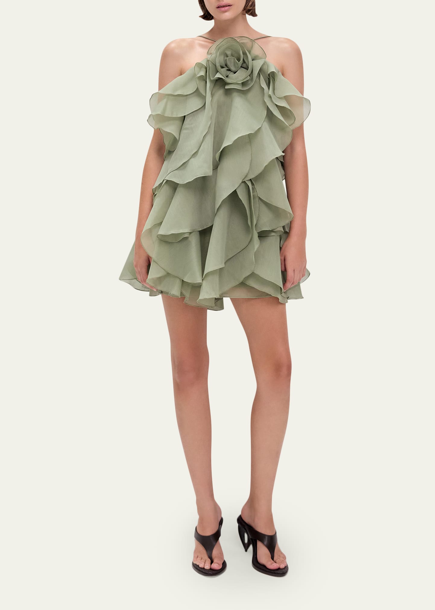aje red mini dress Cleo Spiced Coral Ruffled Mini Dress