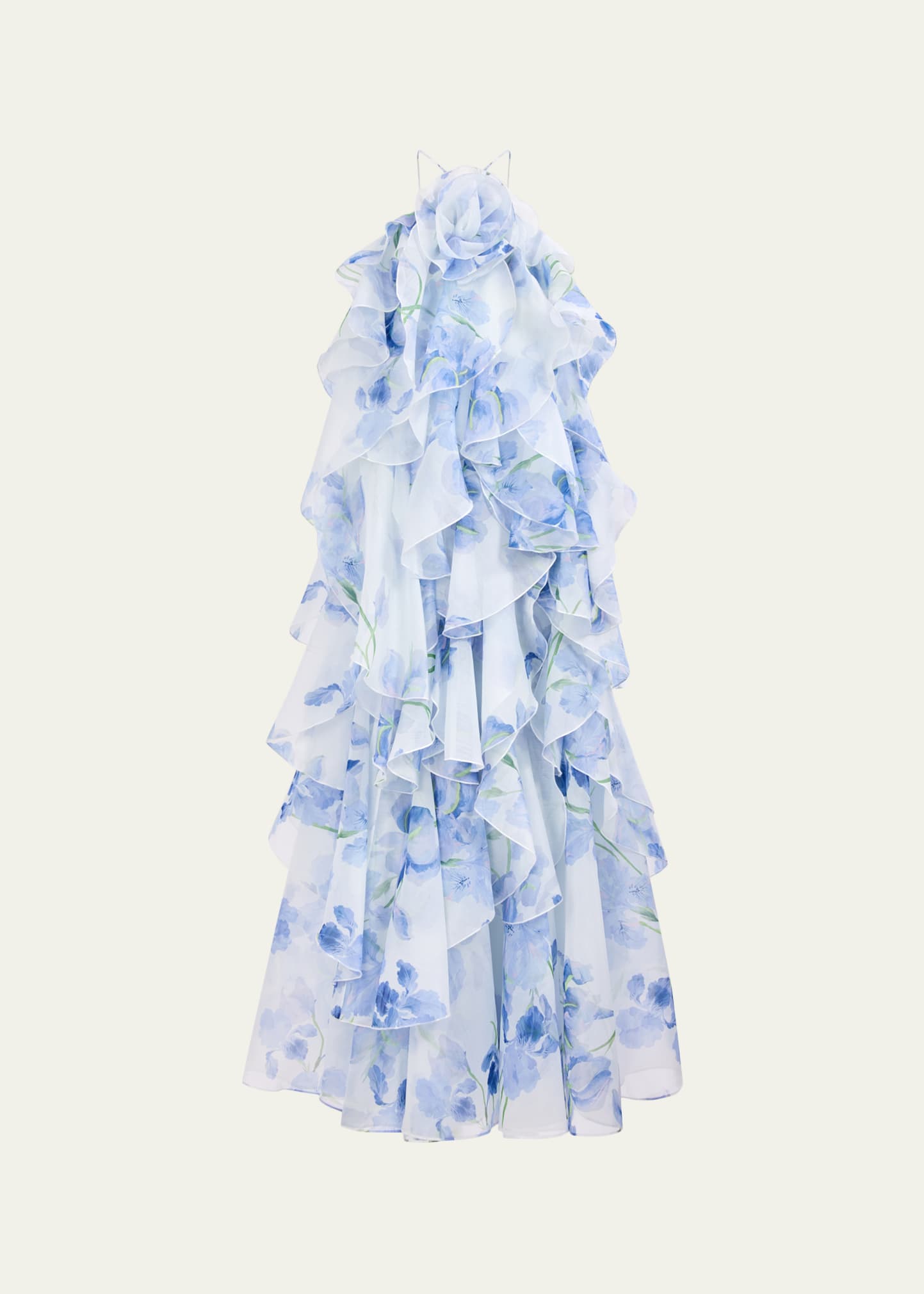 april floral organza ruffle tiered maxi dress Aje Pandorea Layered Floral Organza Maxi Dress