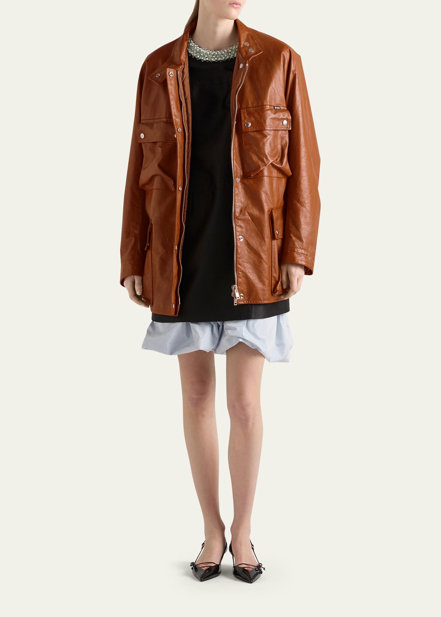 Prada Vitello Leather Old Utility Jacket - Bergdorf Goodman