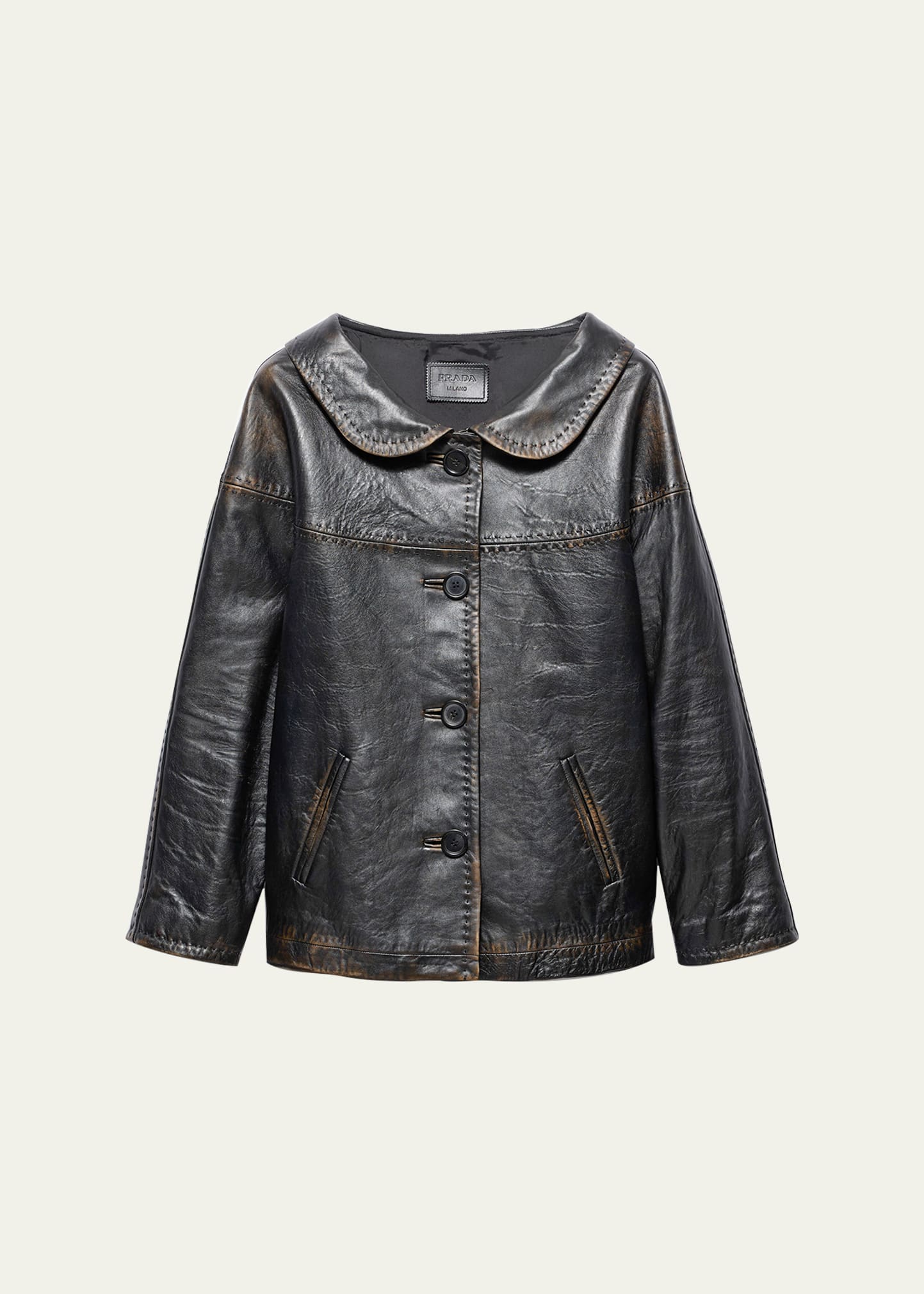 Prada Nappa Leather Single-Breasted Jacket - Bergdorf Goodman