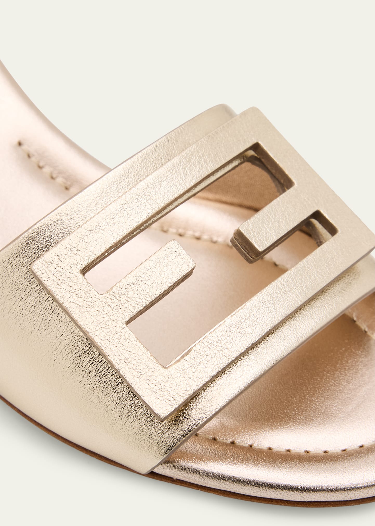 Fendi 45mm Baguette Metallic Leather Mules - Bergdorf Goodman
