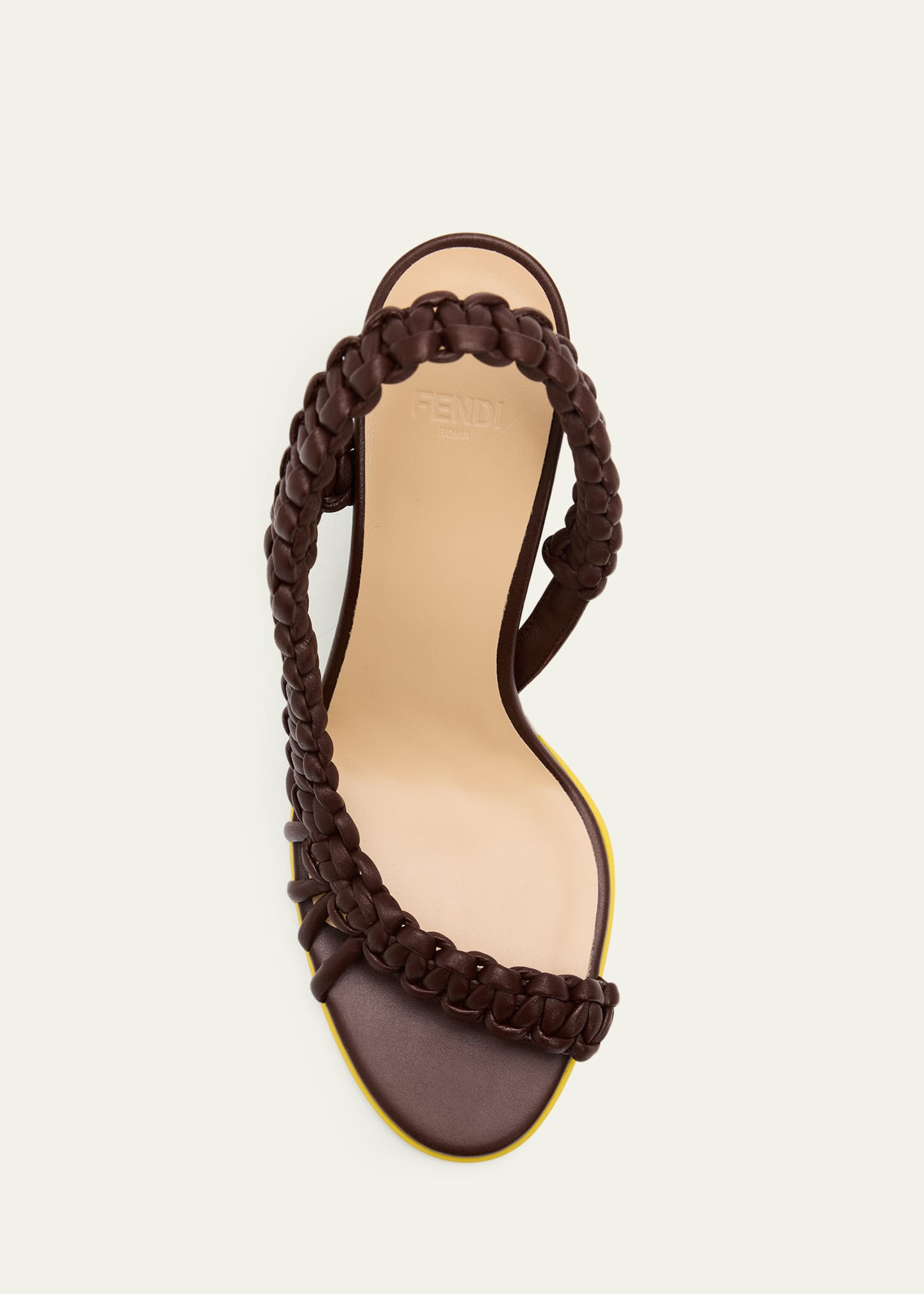 Fendi 95mm Fendi Arco Asymmetric Braided Leather Sandals