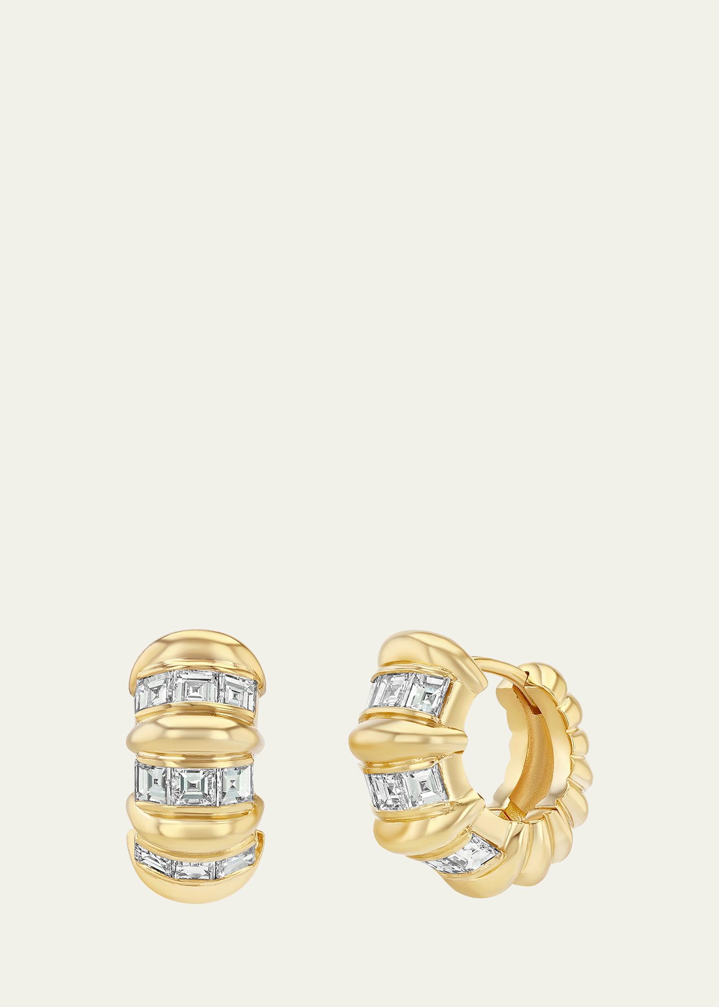 Lizzie Mandler Fine Jewelry Mini Multi-Row Fluted Bar Carre Huggie