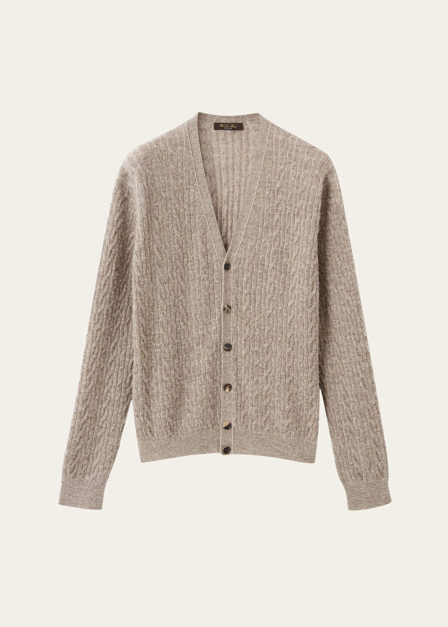 Loro Piana Men's Walnut Cable Knit Cardigan - Bergdorf Goodman