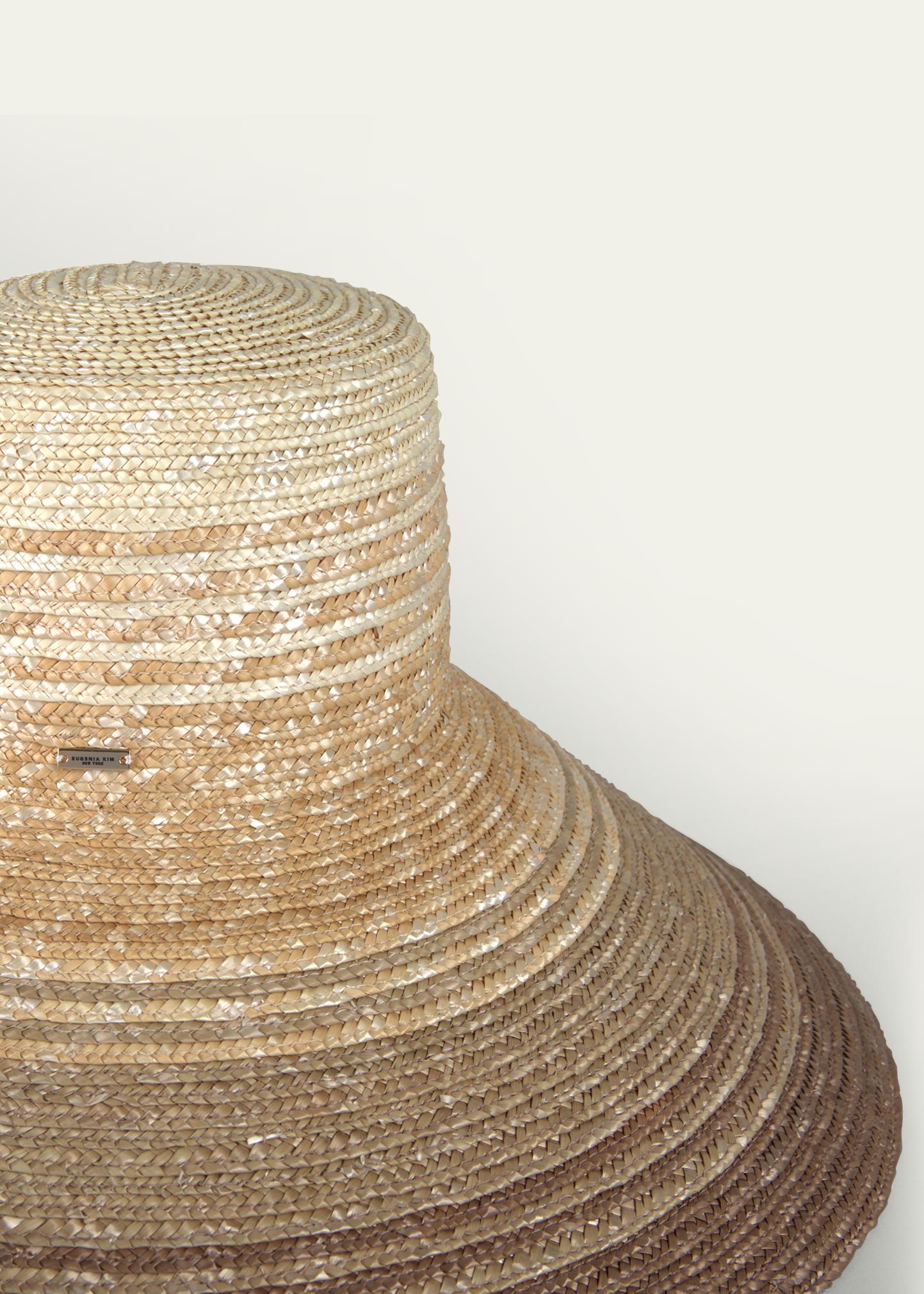 Eugenia Kim Striped Wide-Brim Sun Hat in Brown and Tan Eugenia Kim Cassidy Sun Hat with Leopard-Print Scarf  main image 4