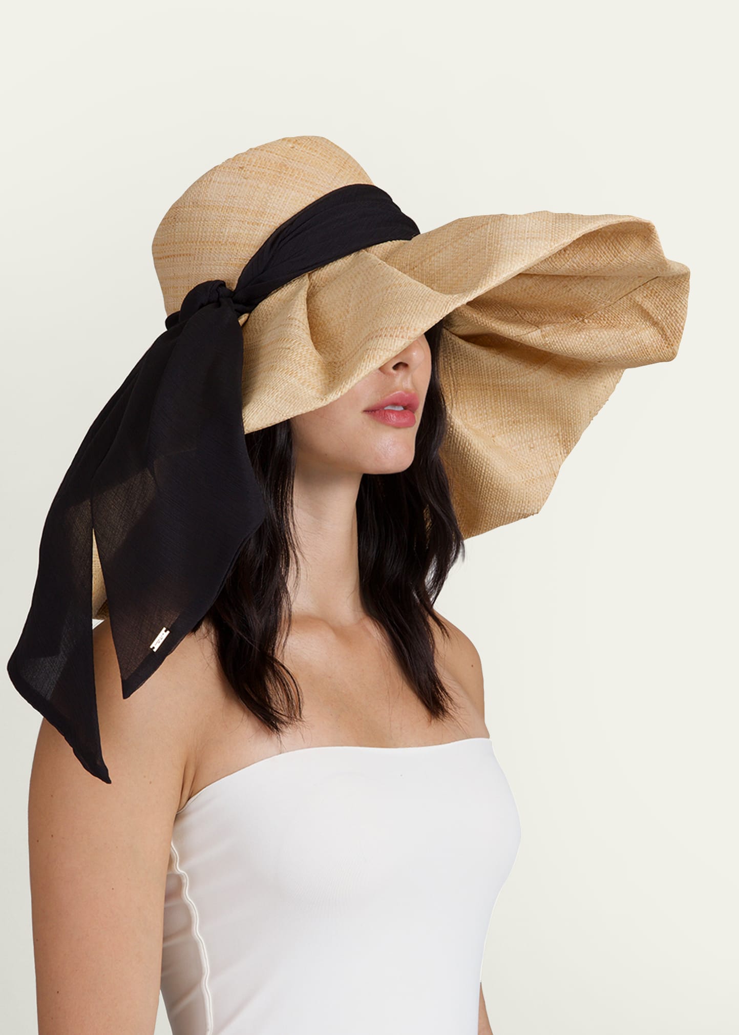 Eugenia Kim Bella Raffia Sun Hat with Chiffon Scarf - Bergdorf Goodman