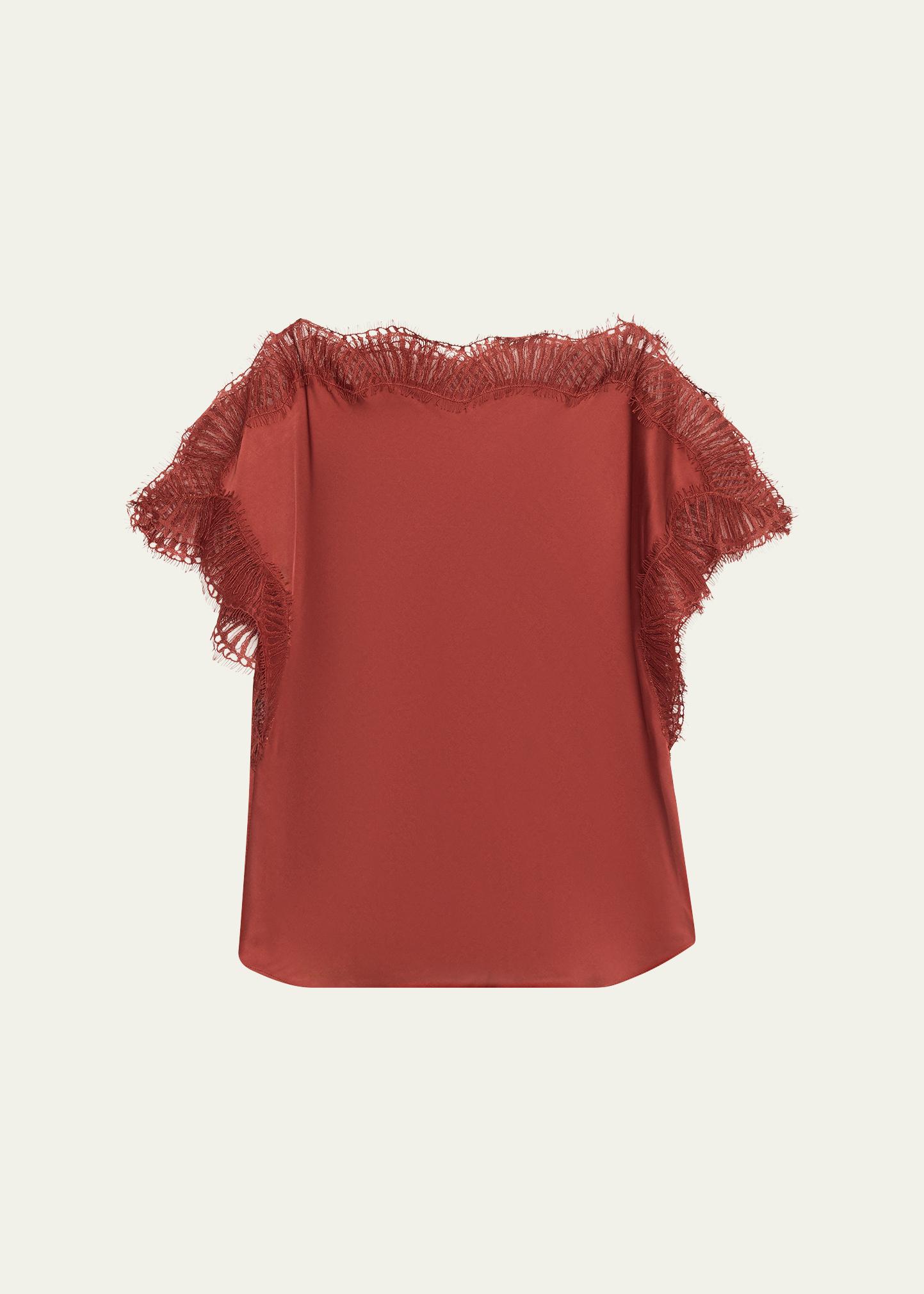 A.L.C. Luna Satin Lace-Trim Top - Bergdorf Goodman