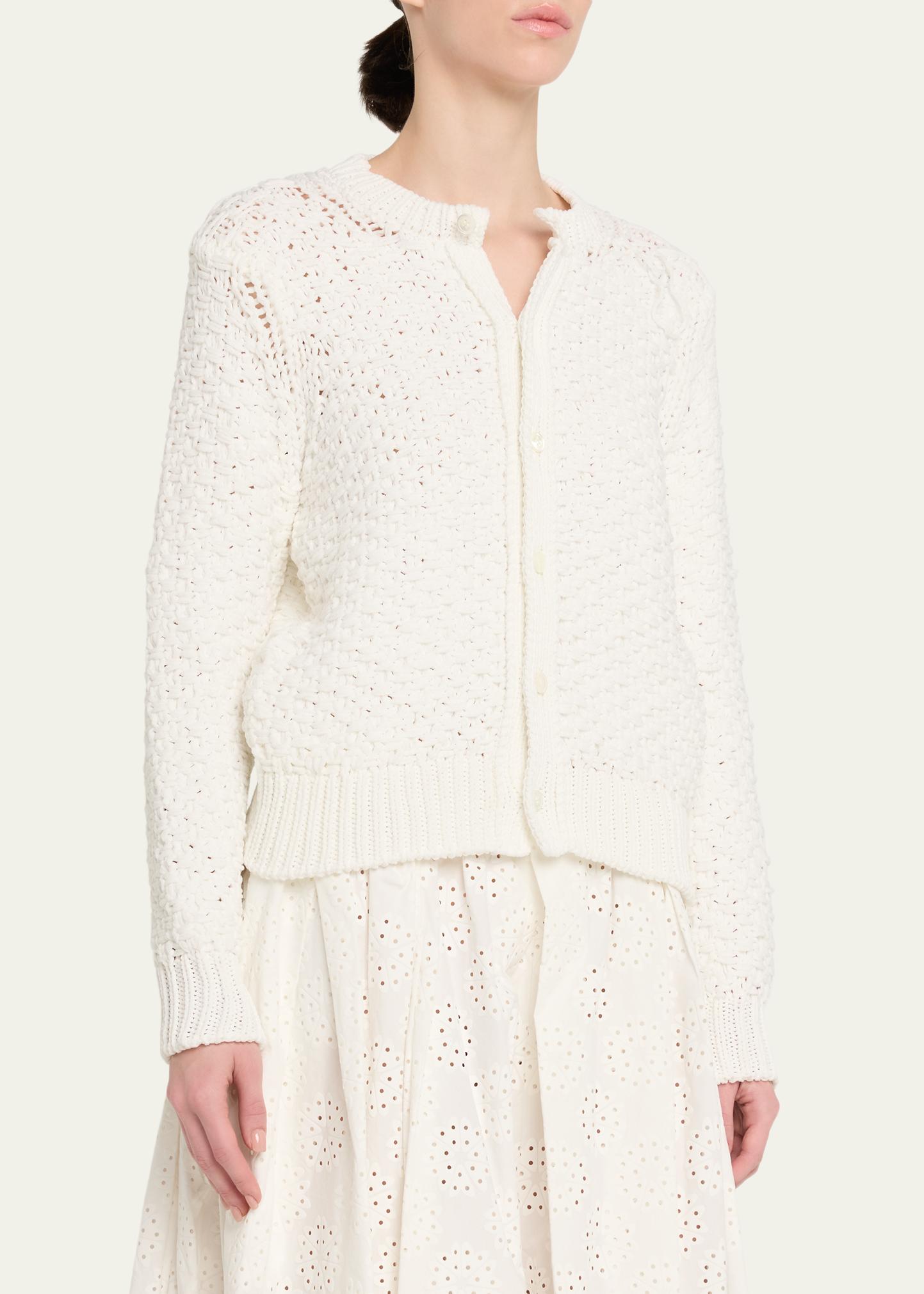 Comme des Garcons Open-Knit Crochet Crewneck Cardigan - Bergdorf