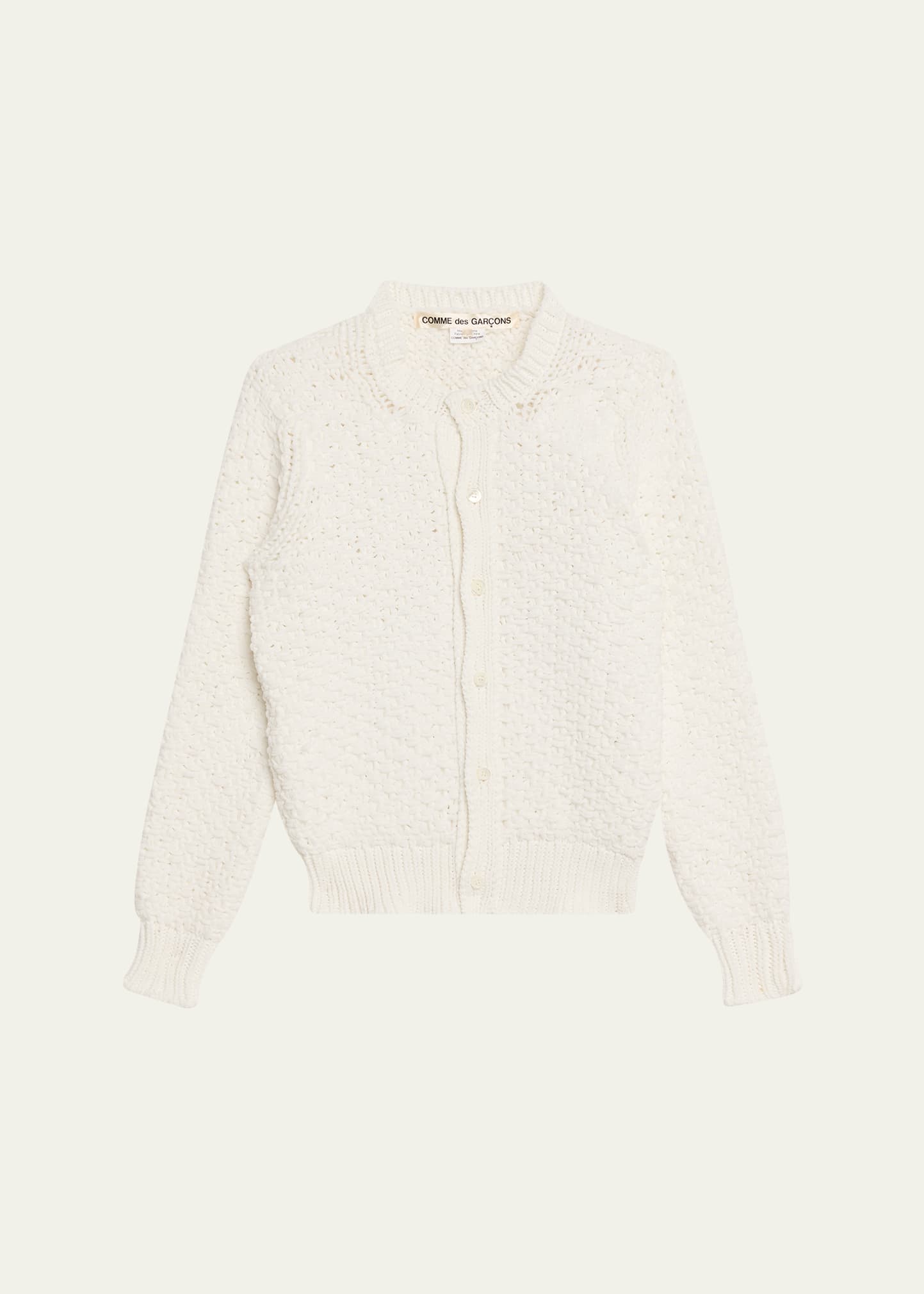 Comme des Garcons Open-Knit Crochet Crewneck Cardigan - Bergdorf