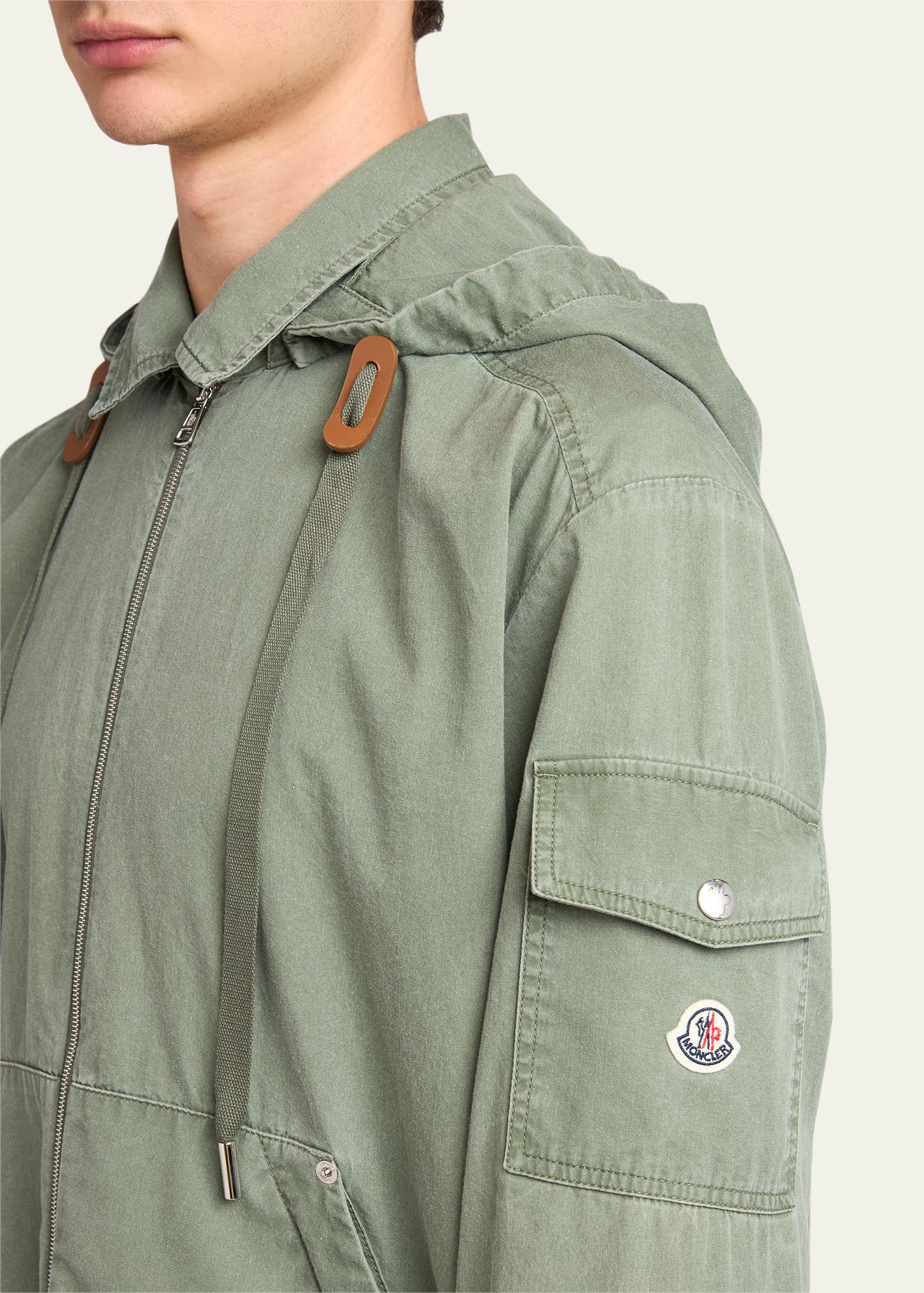 Moncler Men's Cotton Full-Zip Hooded Jacket - Bergdorf Goodman