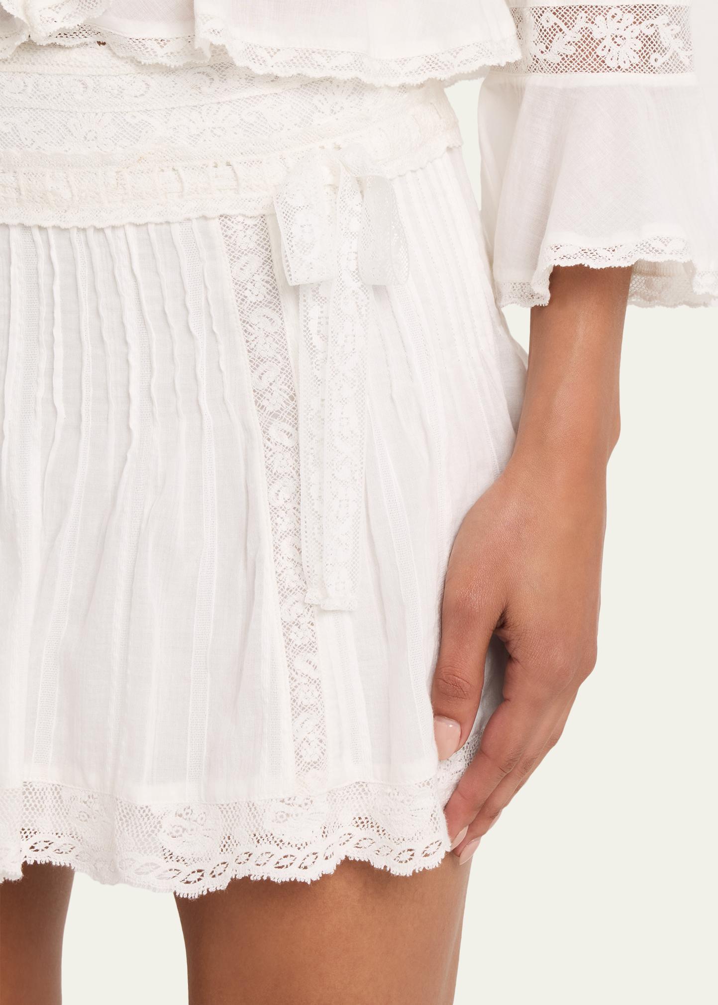 LoveShackFancy Solena Cotton Victorian Mini Skirt - Bergdorf Goodman