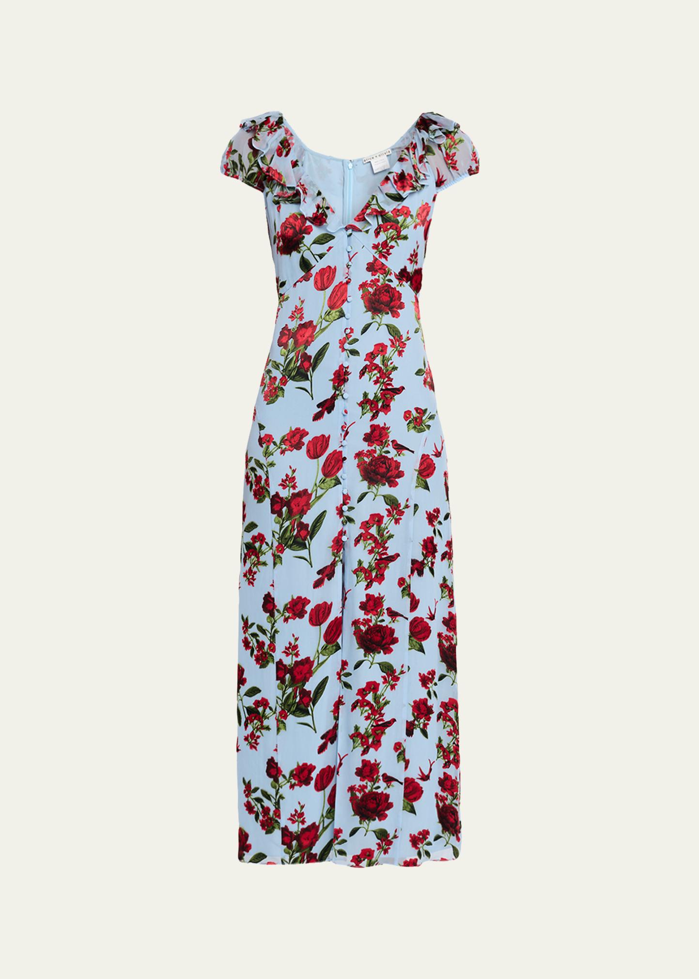 ALICE + OLIVIA Tara Short-Sleeve Ruffle Maxi Dress - Bergdorf Goodman