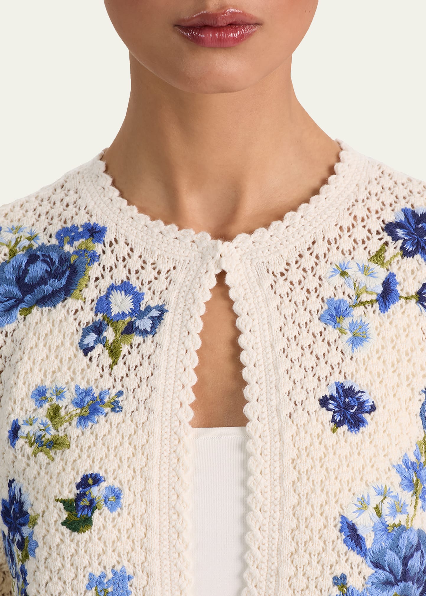 ALICE + OLIVIA Anderson Floral Embroidered Crochet Cardigan