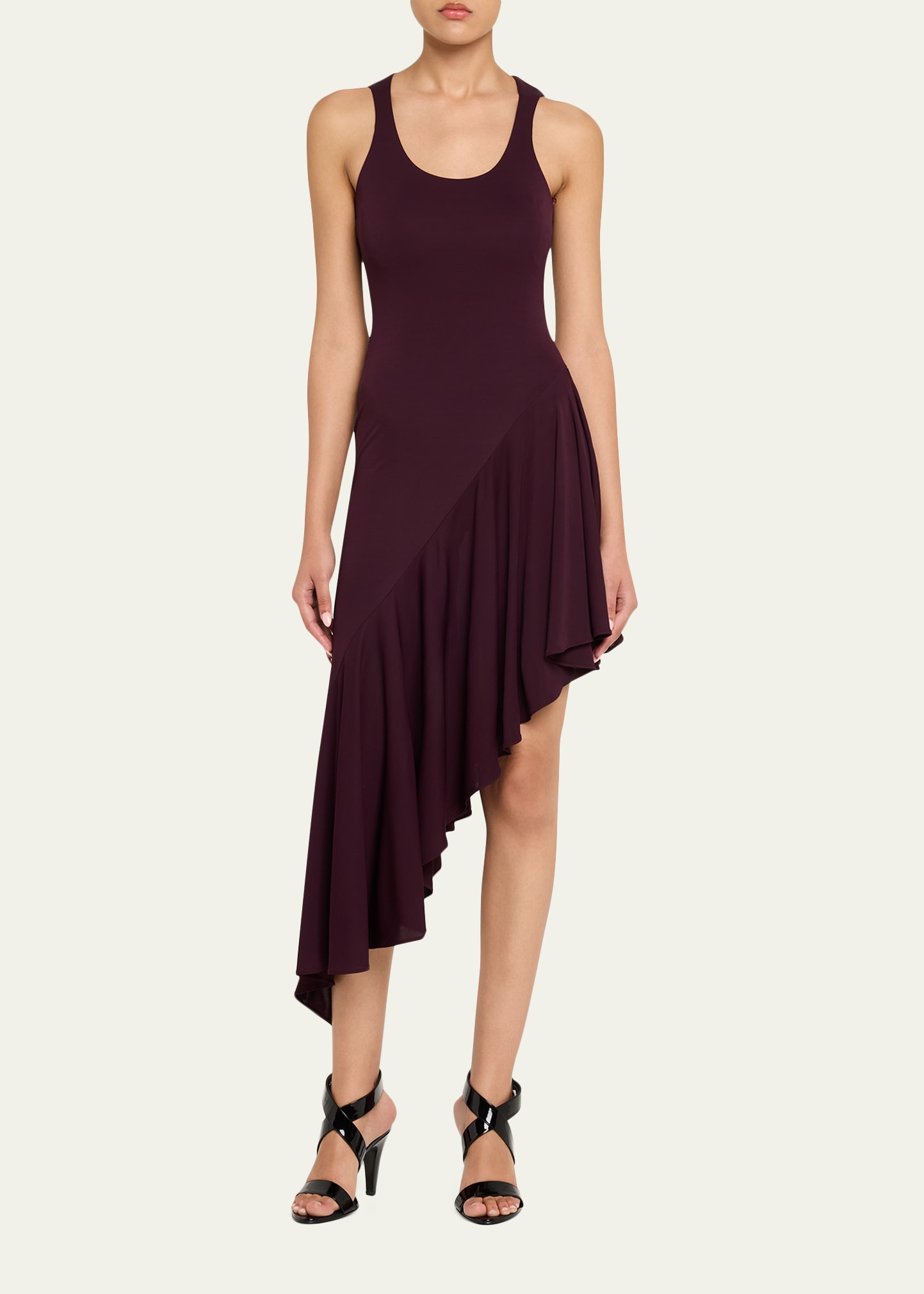 alaia sleeveless high-neck sculpted midi dress ALAIA Gathered Jersey Midi Dress