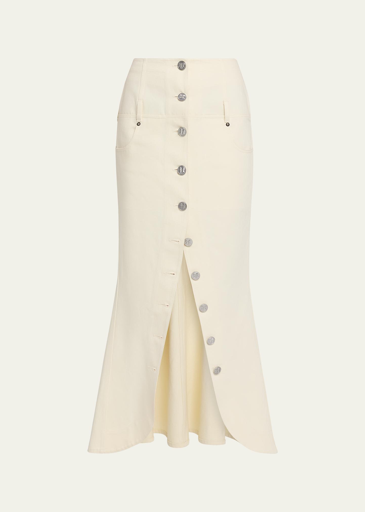 Wiederhoeft Button-Front Denim Maxi Tulip Skirt - Bergdorf Goodman