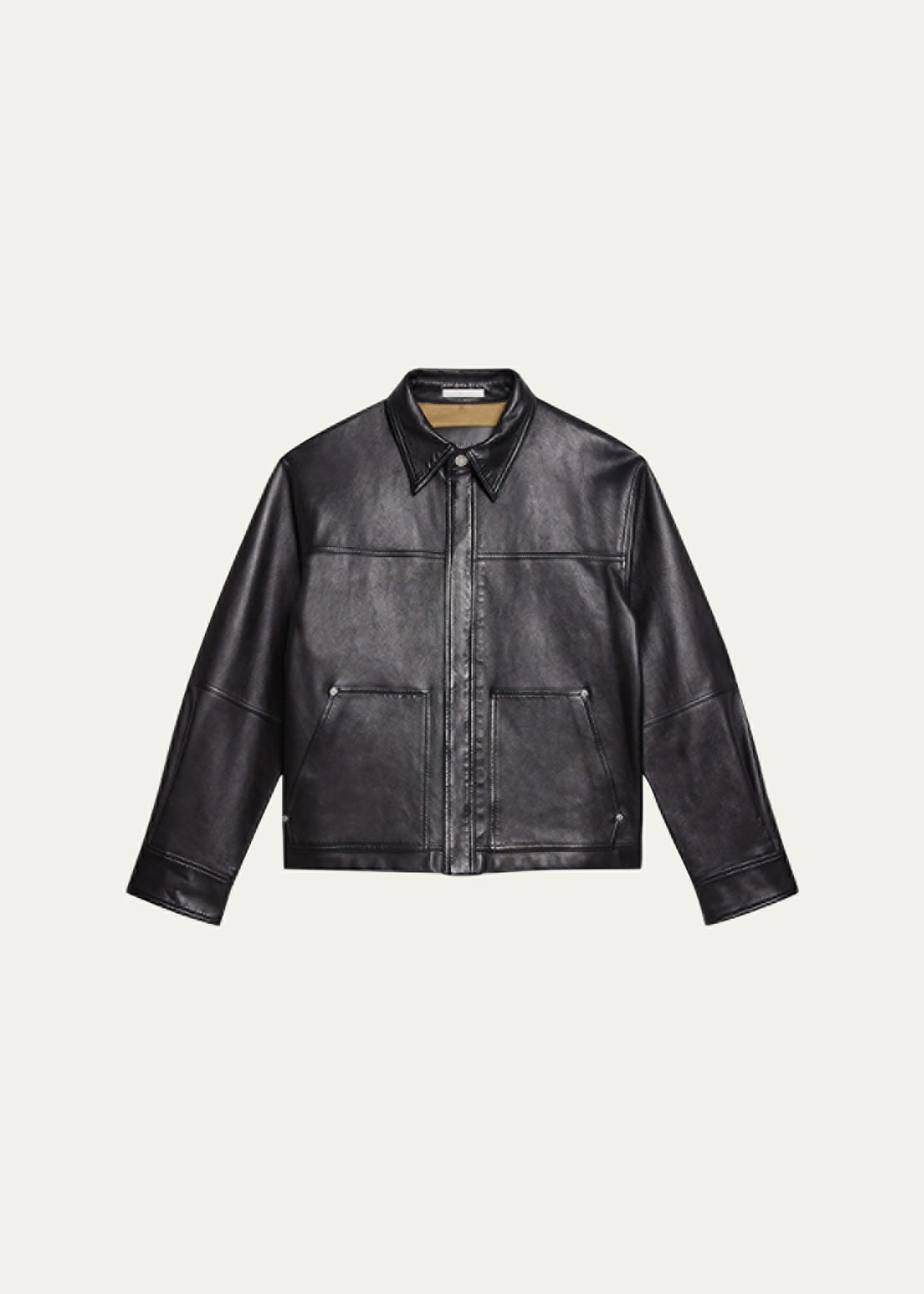 Helmut Lang Men's Bonded Leather Snap-Front Jacket - Bergdorf Goodman