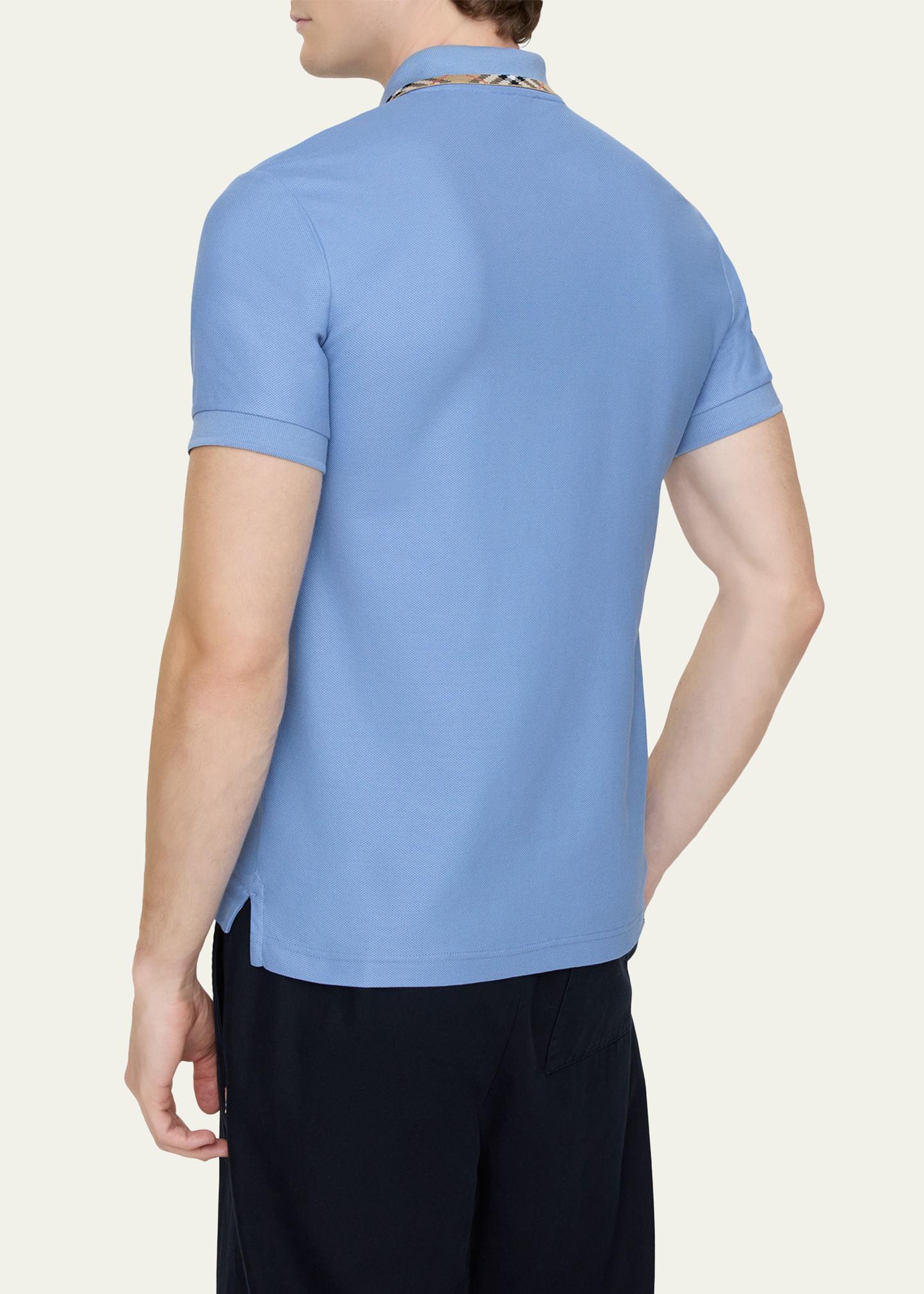 Burberry Men's Slim Fit Check-Placket Pique Polo Shirt - Bergdorf