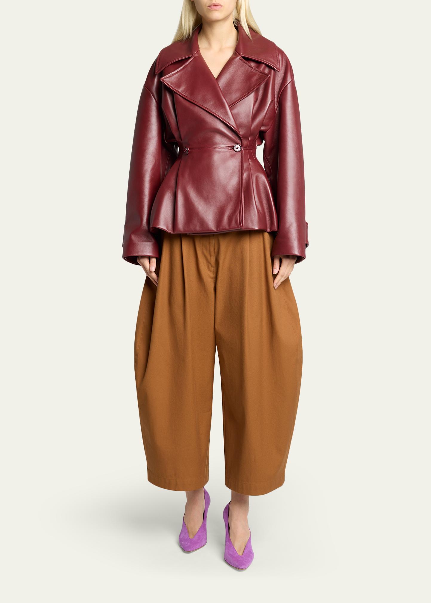 Balenciaga Pleated Barrel-Leg Ankle Bermuda Pants - Bergdorf Goodman