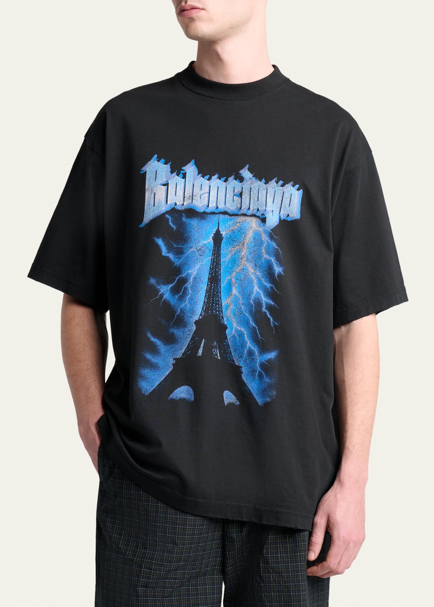 Balenciaga Men's Paris Thunderstorm Oversized T-Shirt - Bergdorf