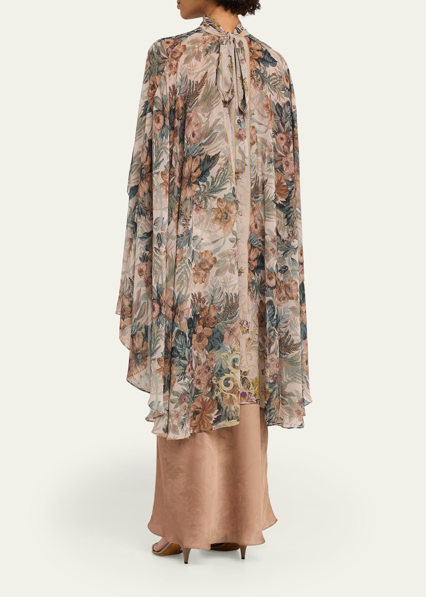 Kobi Halperin Joy Floral-Print Maxi Dress with Cape - Bergdorf Goodman
