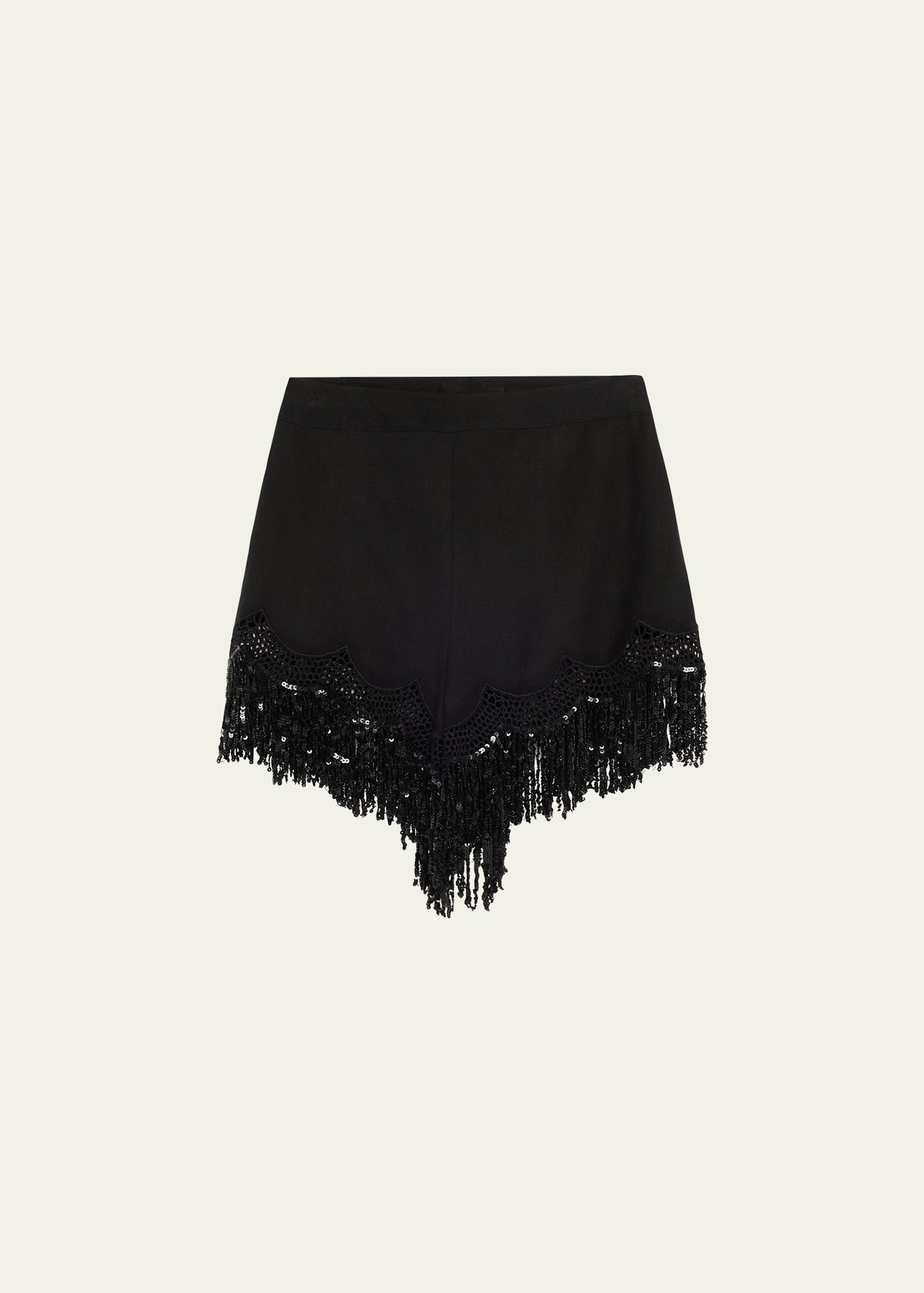Kobi Halperin Ashlyn Sequin Fringe Lace-Trim Shorts - Bergdorf Goodman