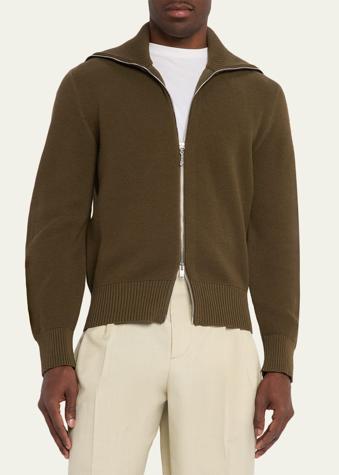 ご*り様 BOTTEGA VENETA Bonded Wool Zip Up J Bottega Veneta Men's Wool and Cotton Knit Full-Zip Cardigan