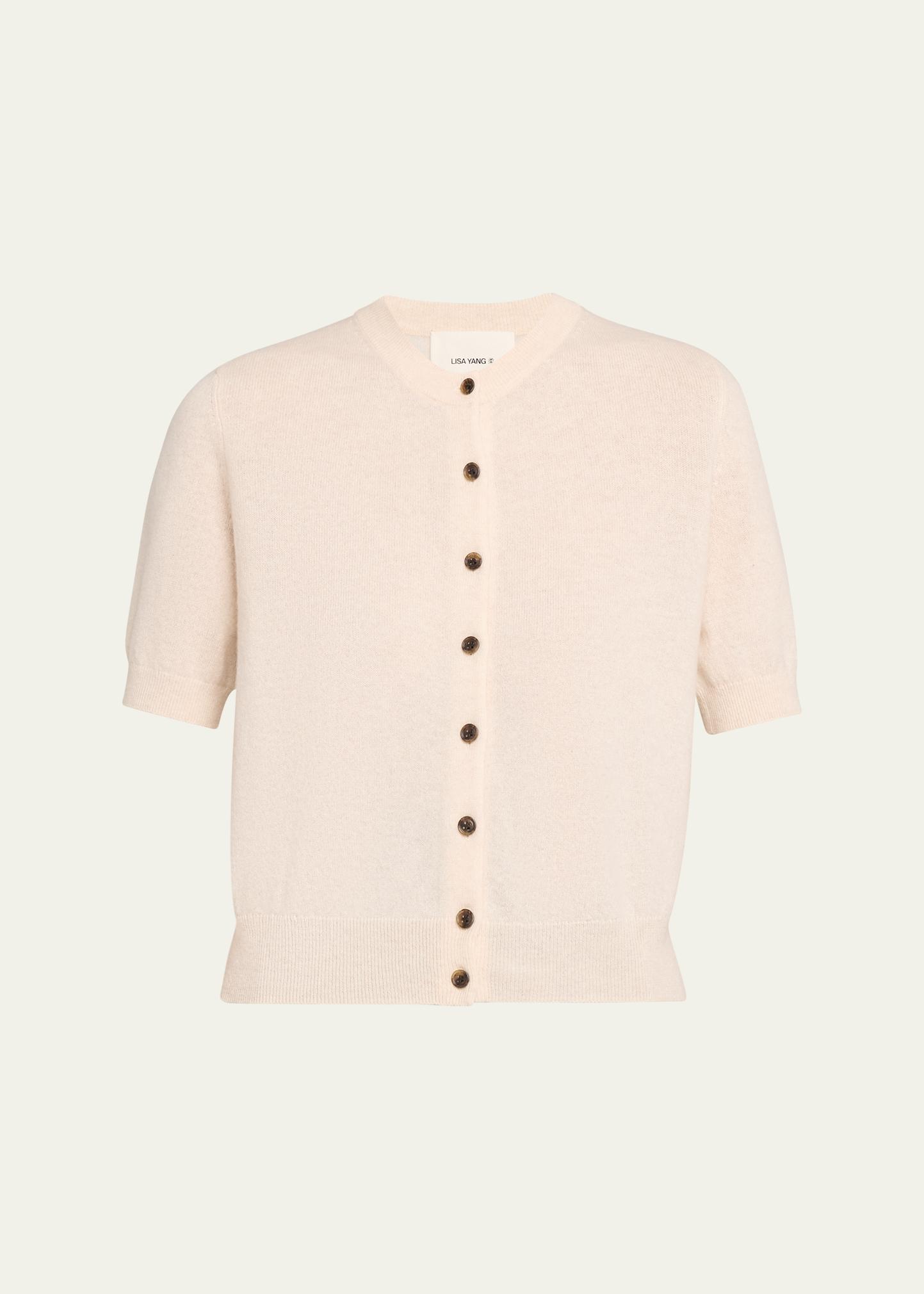 ♡*様 正規品 Sheer loose knit tops Lisa Yang Marene Short-Sleeve Cashmere Crewneck Cardigan